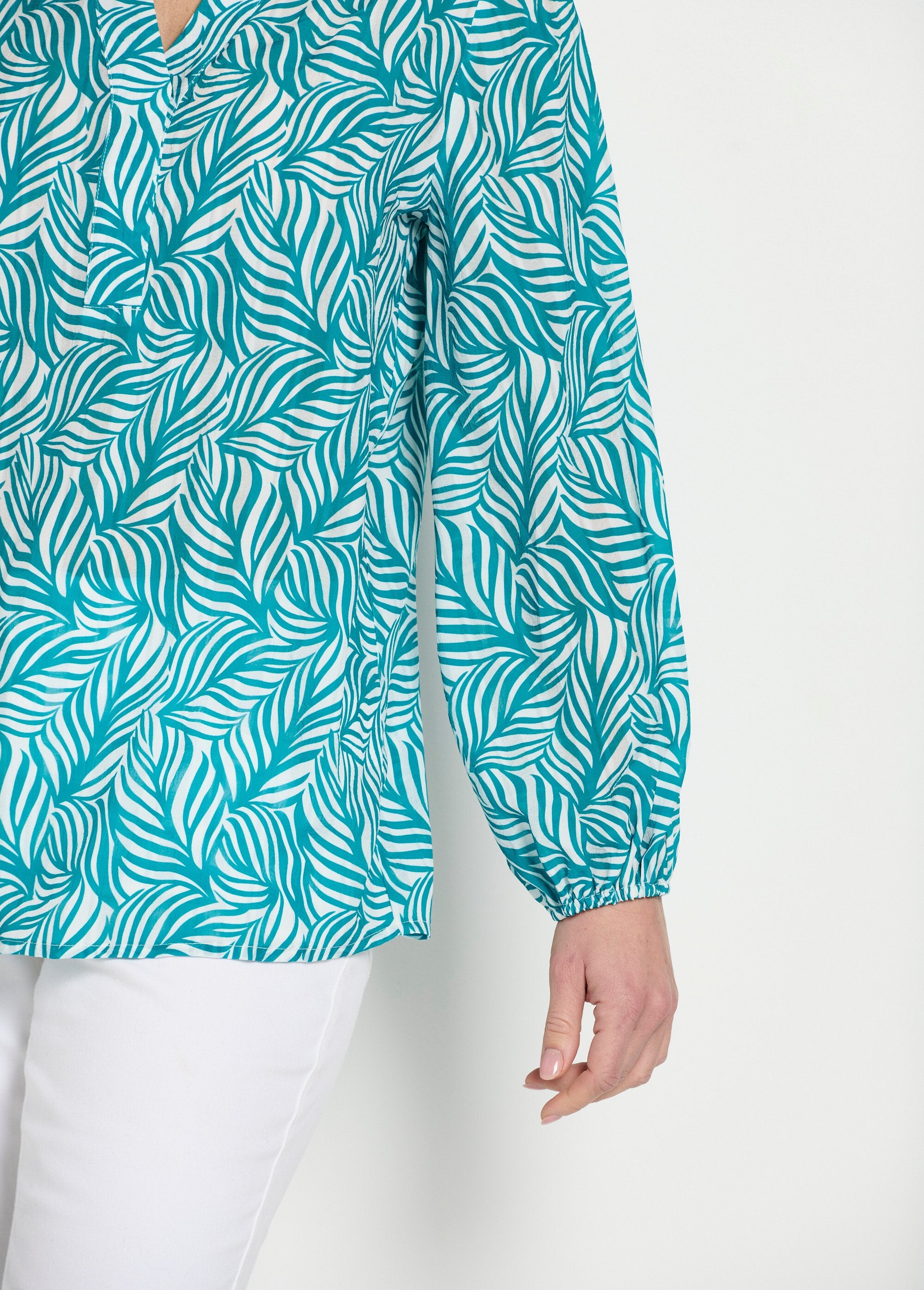 Tunica_lunga_abbottonata,_maniche_a_3/4_Vert_et_blanc_DE2_slim