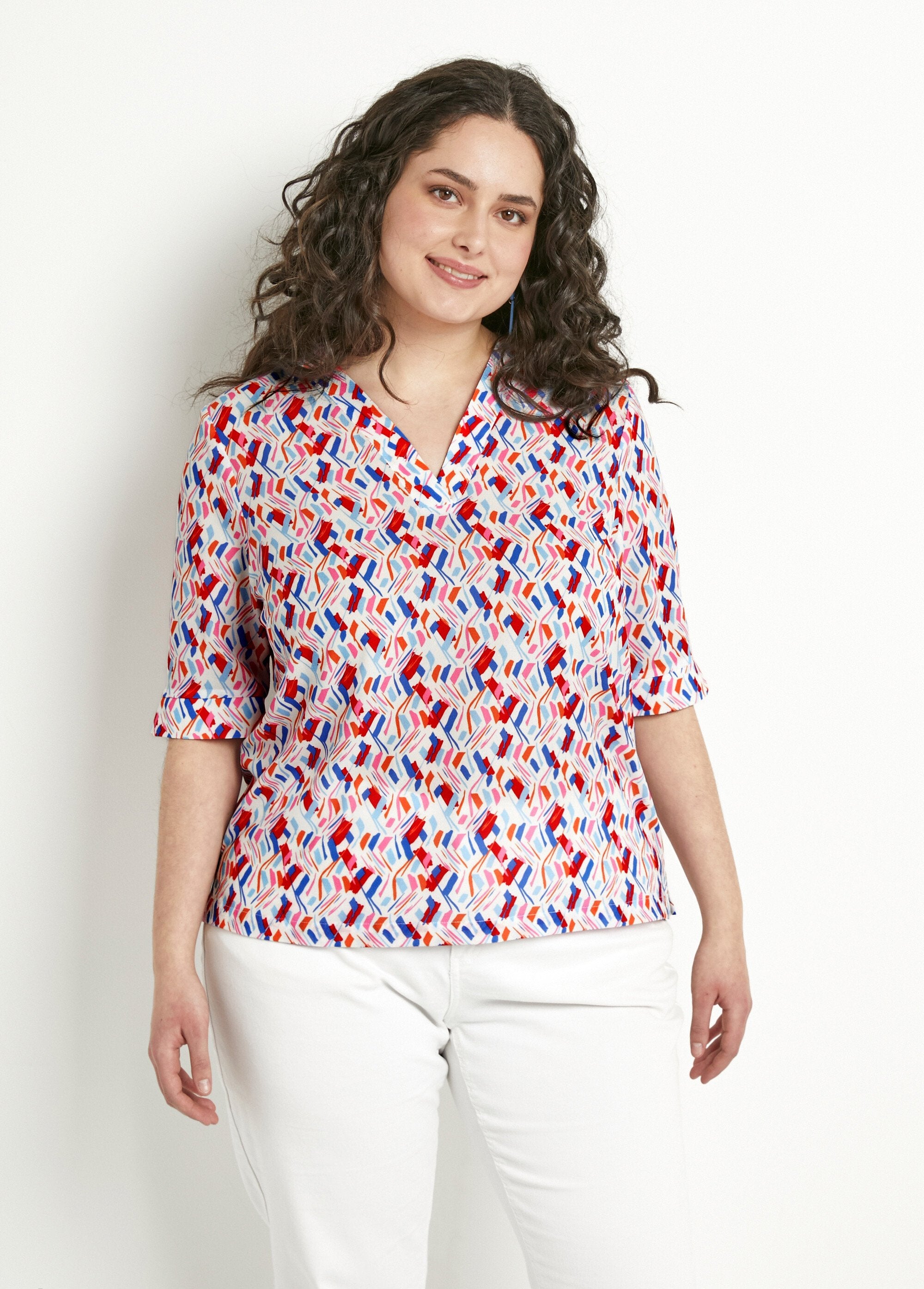 Tunica_stampata_a_maniche_corte_con_scollo_a_V_Bleu_et_rose_FA1_curvy