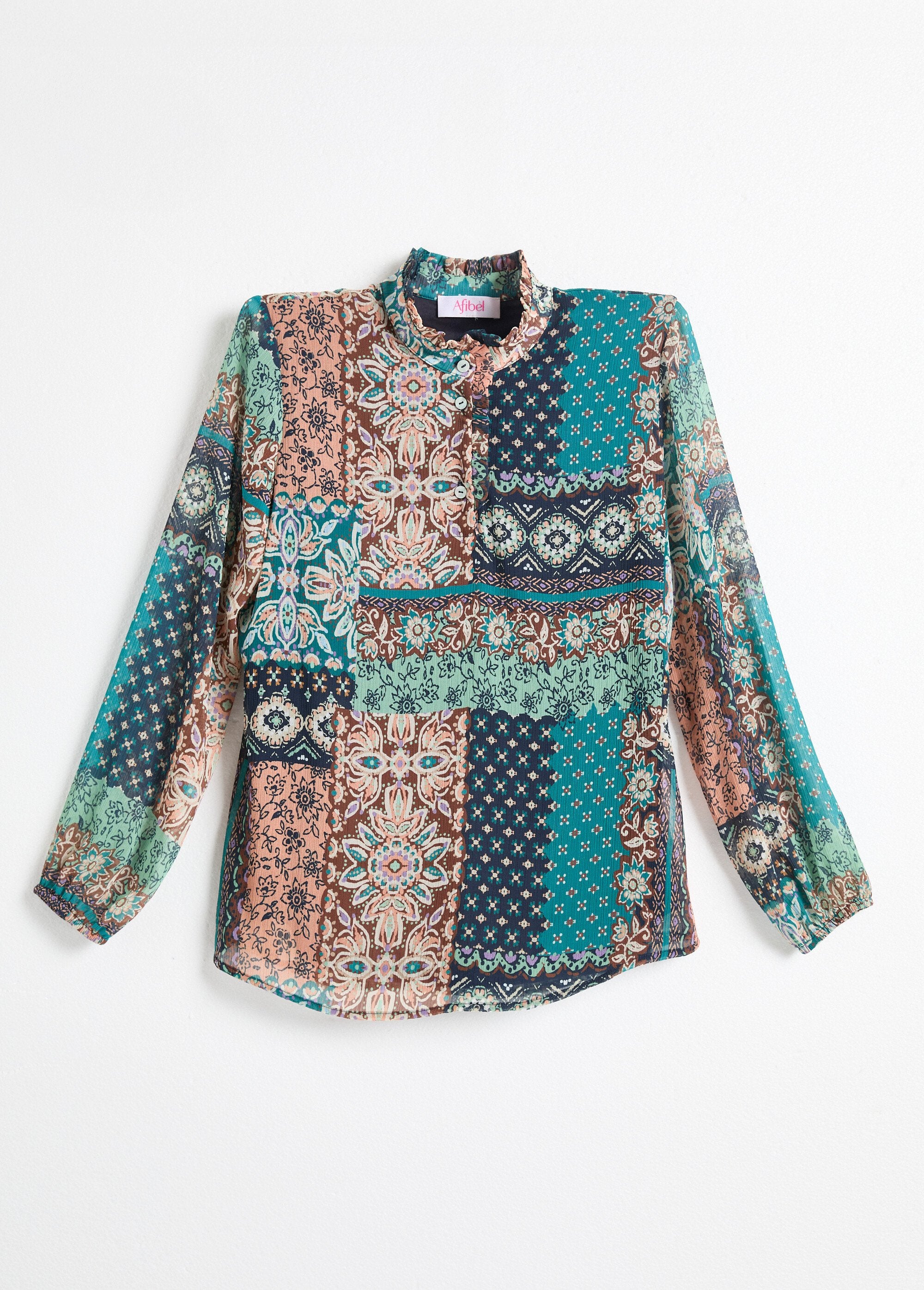 Tunica_con_collo_arricciato_in_crepe_voile_stampato_patchwork_Vert_et_ecru_AP1_slim