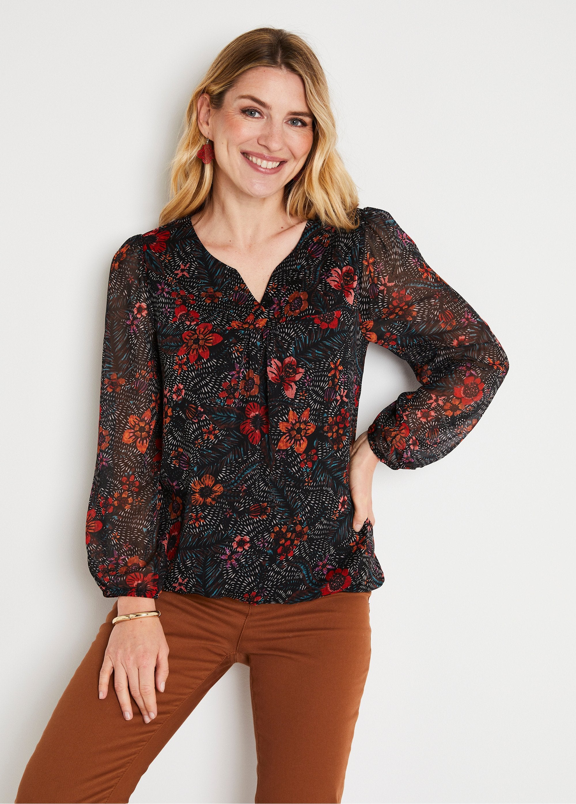 Tunica_lunga_blousante_in_voile_floreale_Noir_et_rouge_FA1_slim