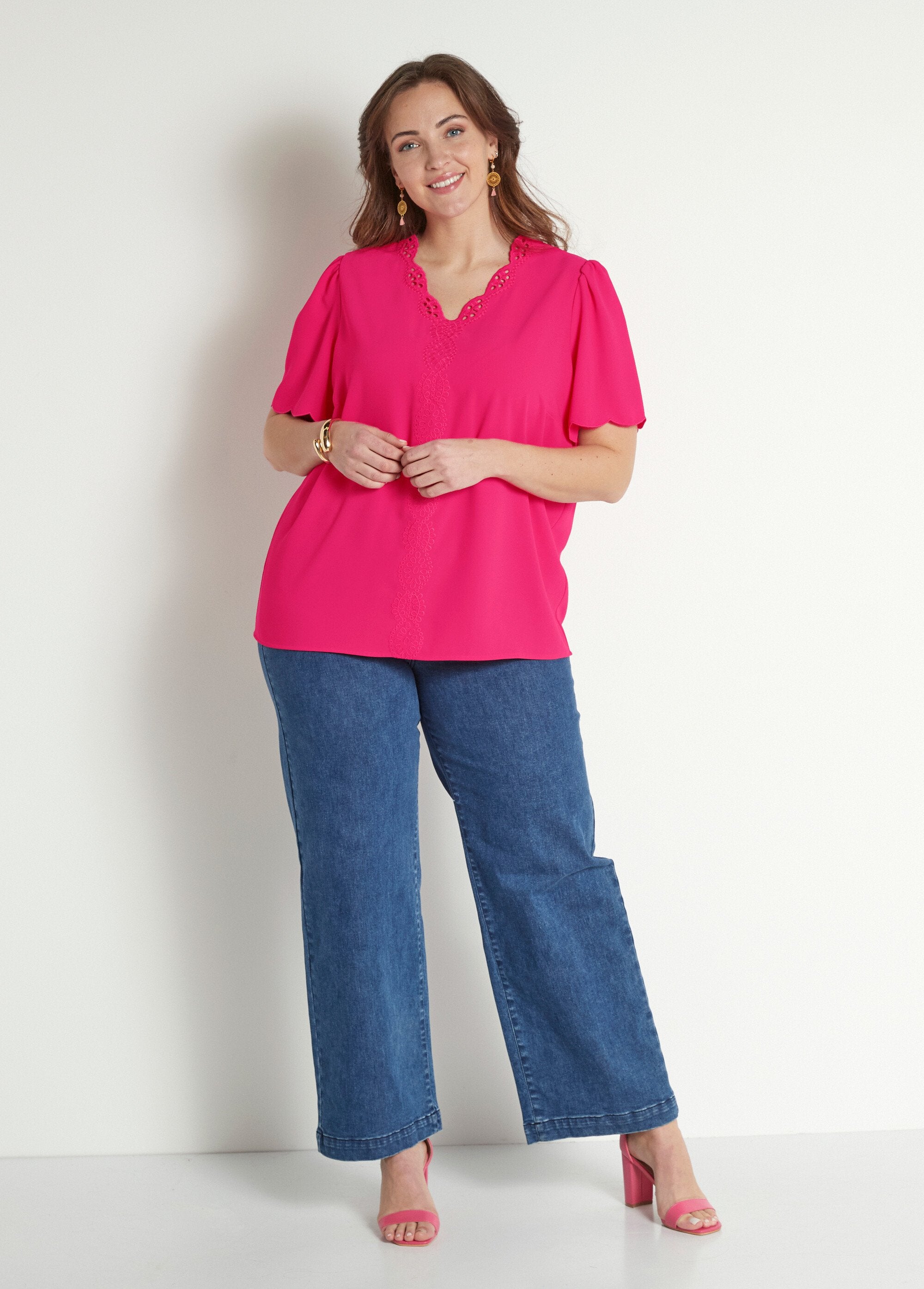 Tunica_lunga_ricamata_con_maniche_corte_tinta_unita_Fuchsia_SF1_curvy