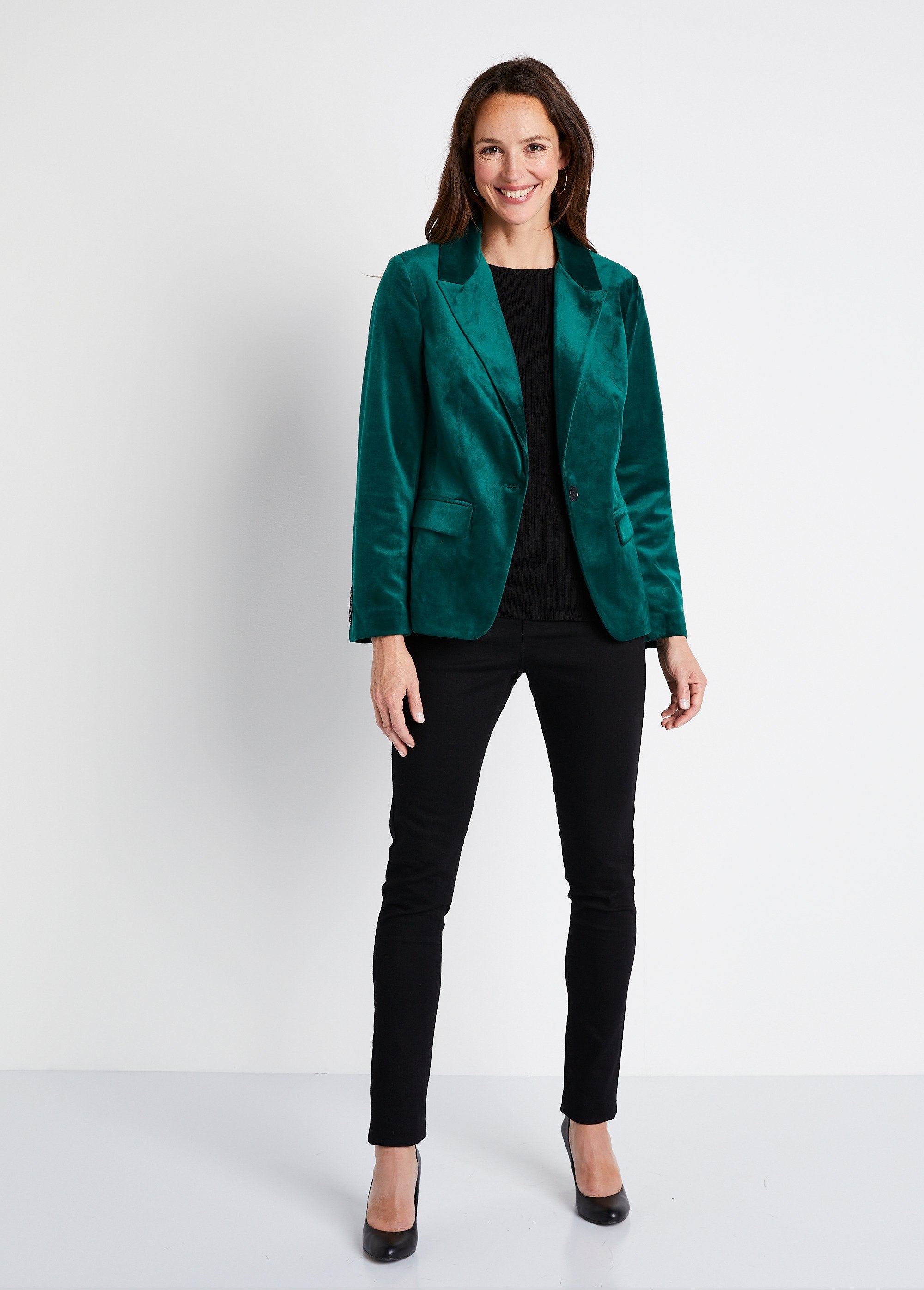 Giacca_blazer_dritta_in_velluto_tinta_unita_con_collo_sartoriale_Verde_SF1_slim