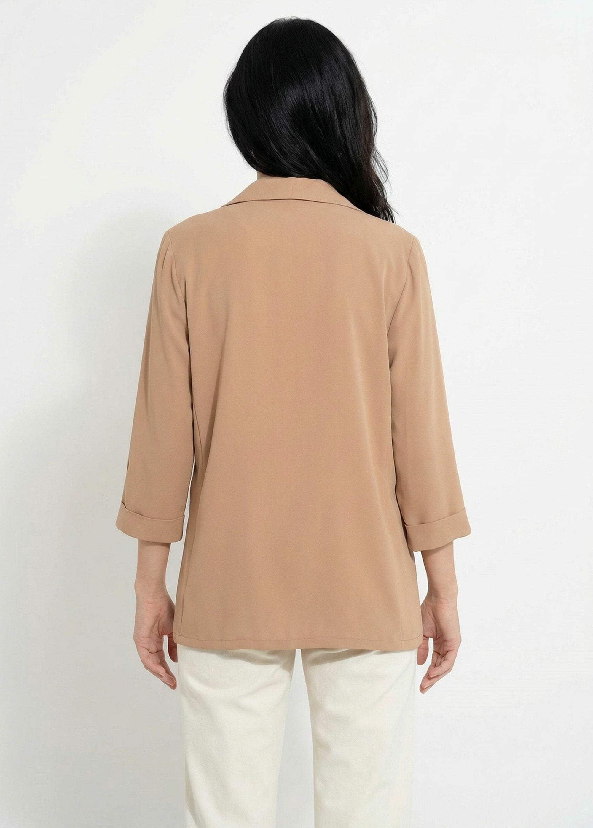 Giacca_Essentiel_con_collo_a_3/4_Camel_DO1_slim