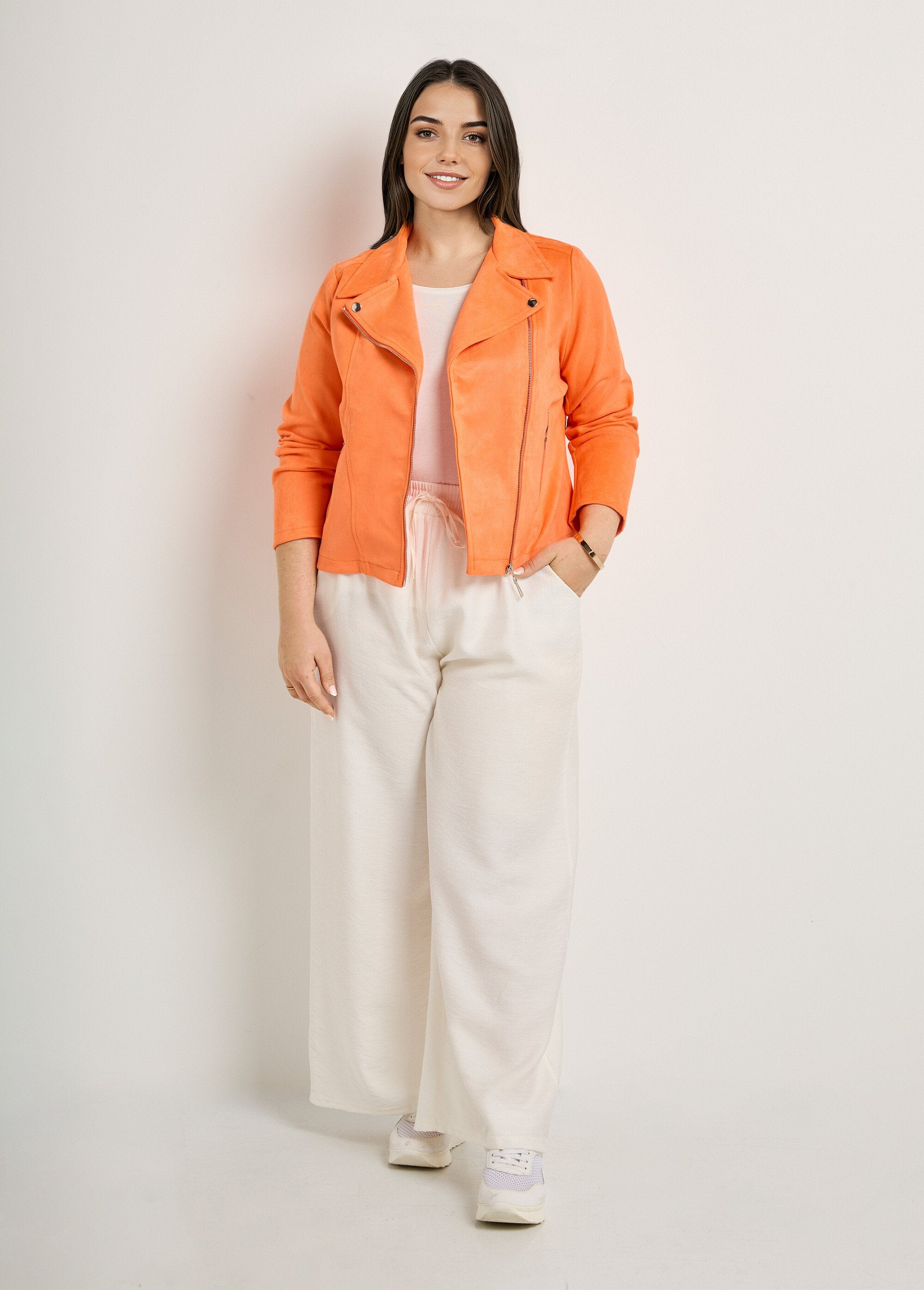 Giacca_biker_in_suedette_con_zip_Orange_vif_SF1_curvy