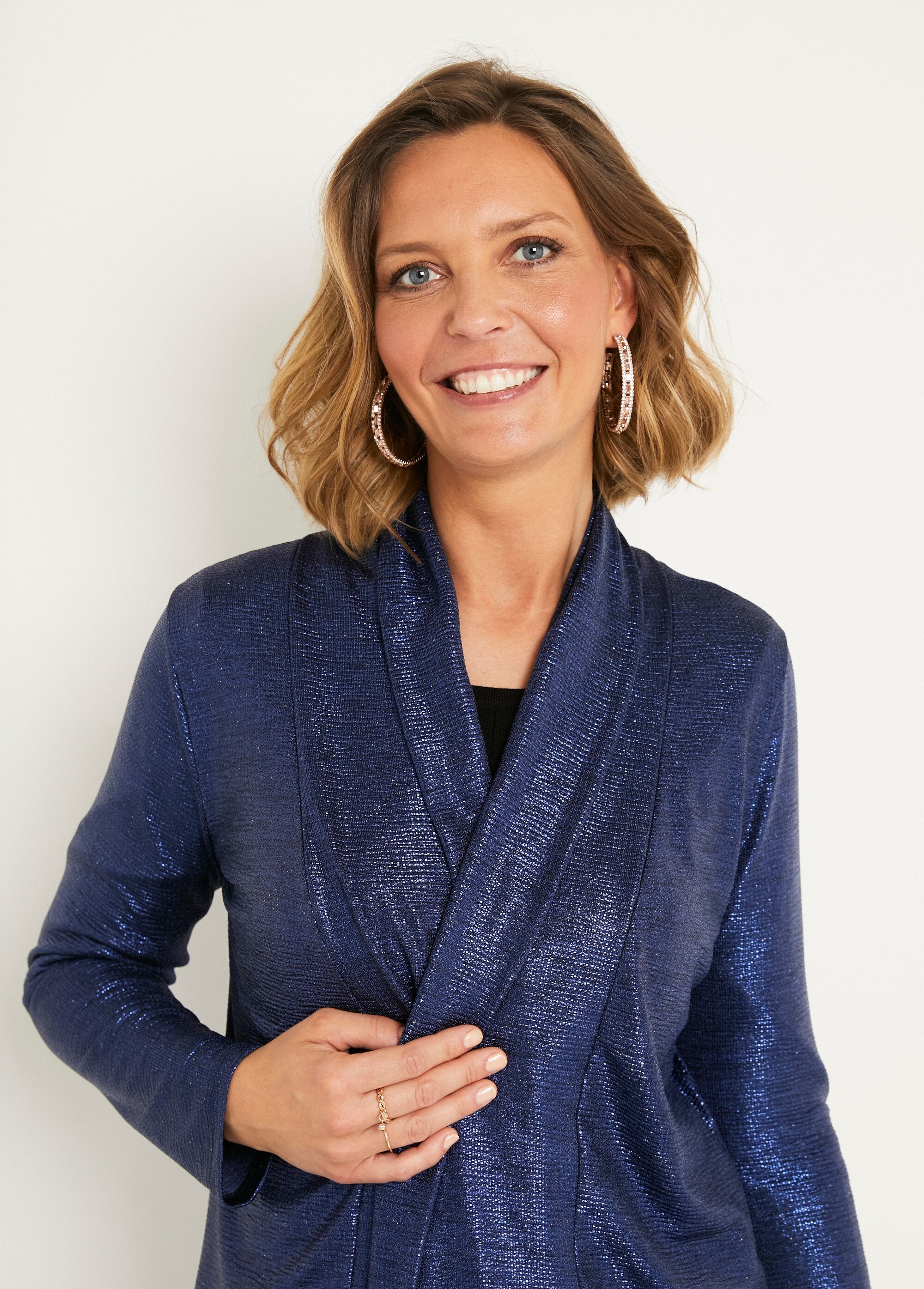 Giacca_lunga_formale_in_maglia_lucida_Bleu_nuit_DE1_slim