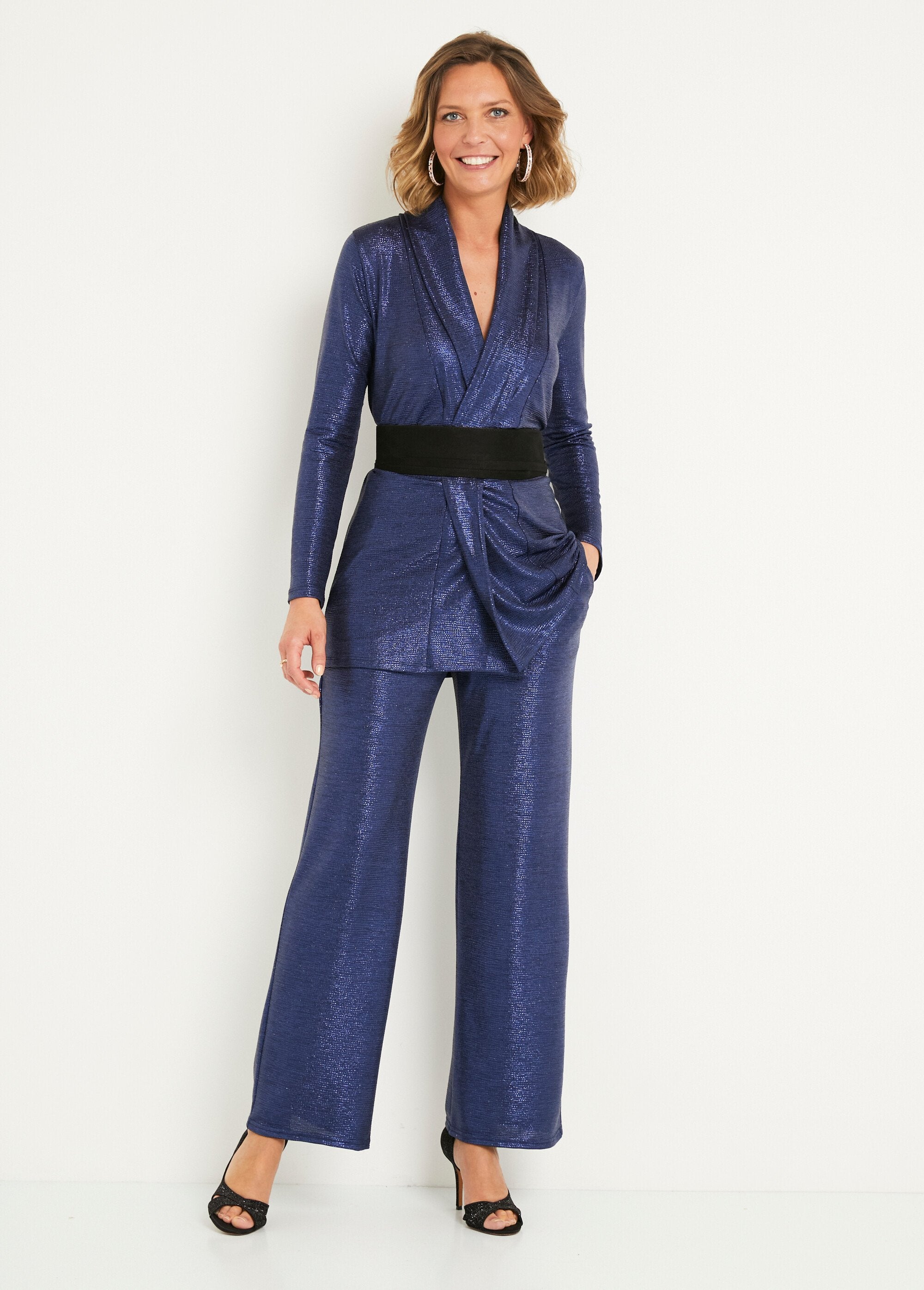 Giacca_lunga_formale_in_maglia_lucida_Bleu_nuit_SF1_slim