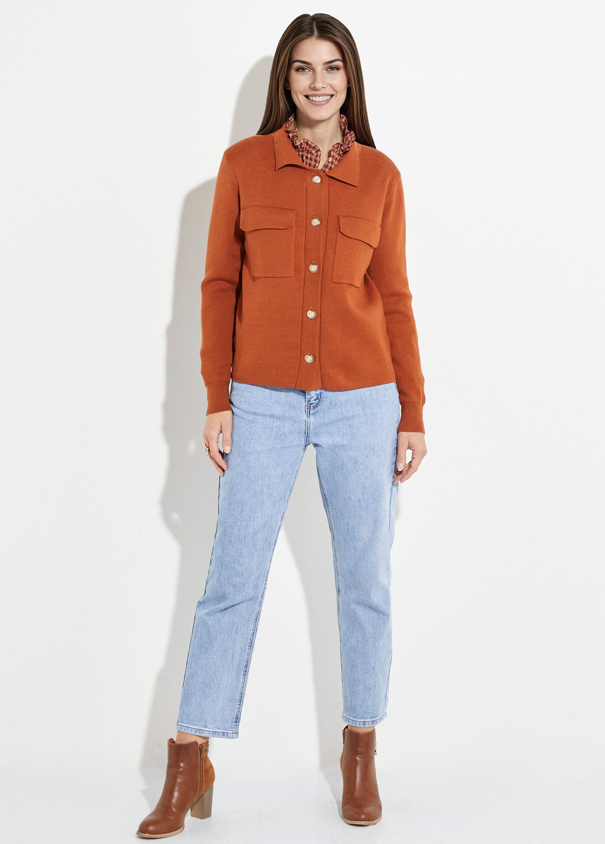 Giacca_in_maglia_jacquard_con_bottoni_in_metallo_Brique_SF1_slim