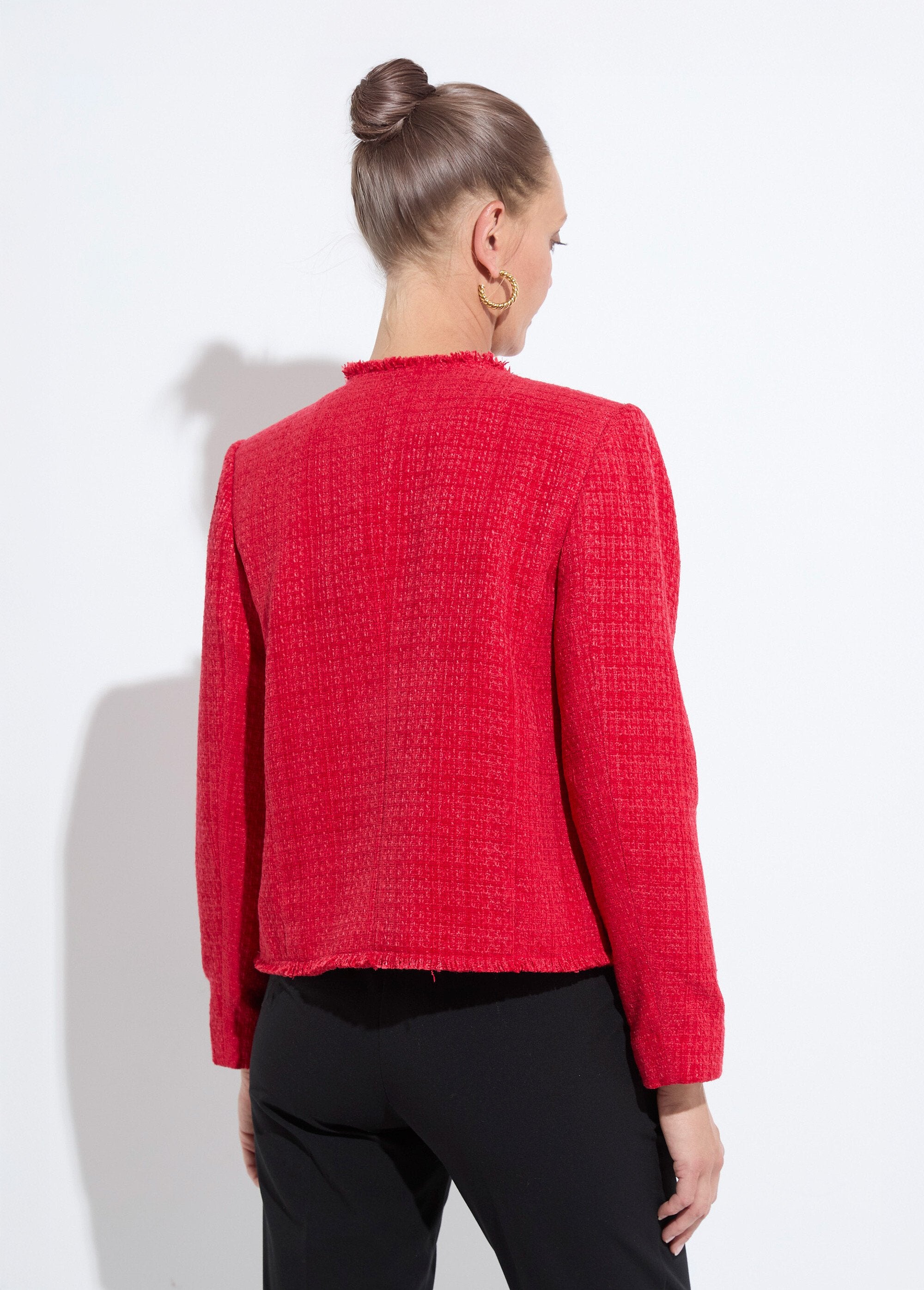 Giacca_in_tweed_senza_colletto_con_frange_e_bottoni_Rouge_DO1_slim