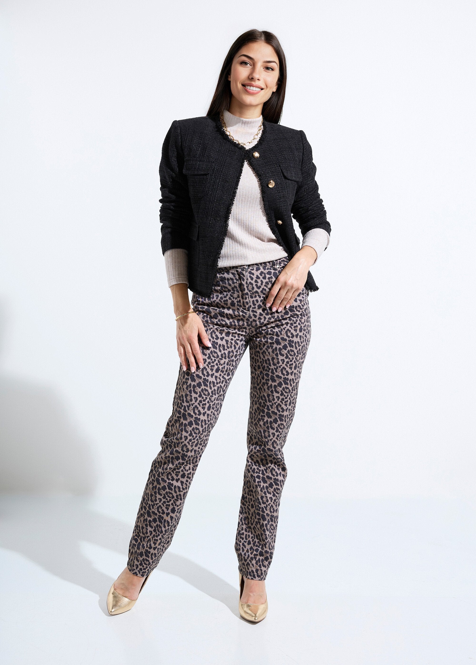 Giacca_in_tweed_senza_colletto_con_frange_e_bottoni_Noir_SF1_slim