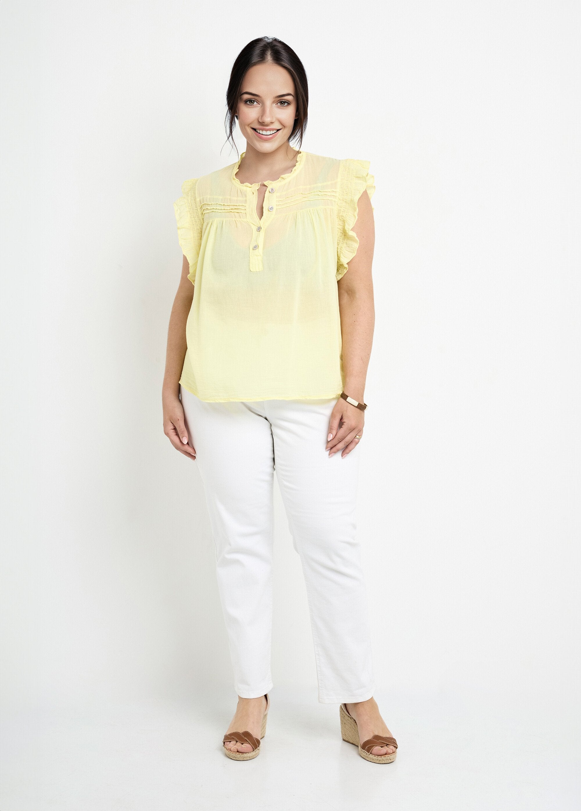 Camicetta_senza_maniche_in_voile_di_cotone_Jaune_SF1_curvy