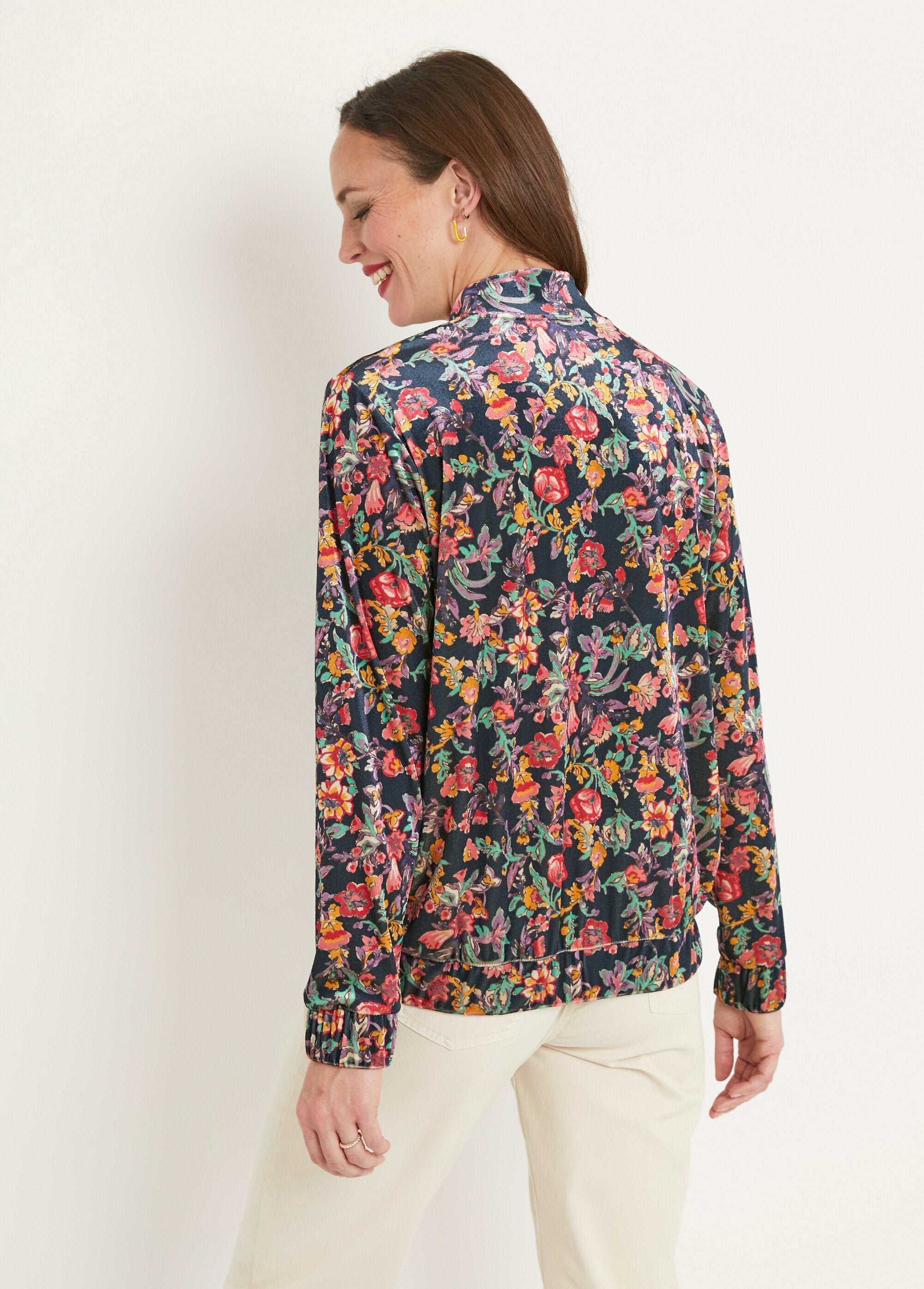 Blouson_bombers_zippé_velours_ras_fleuri_Marine_et_rose_DO1_slim