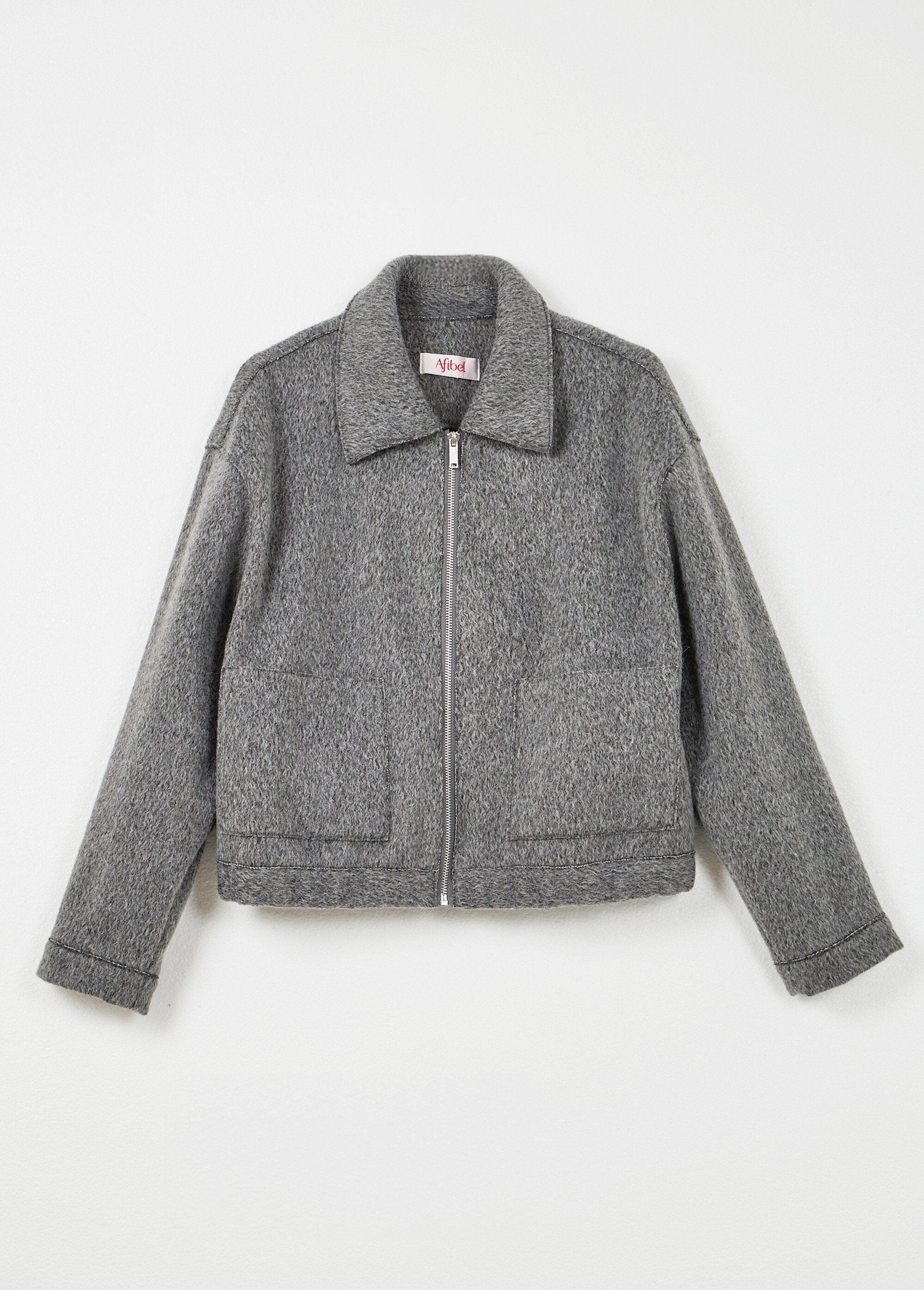 Giacca_con_zip_in_tessuto_bouclette_tinta_unita_Gris_AP1_slim