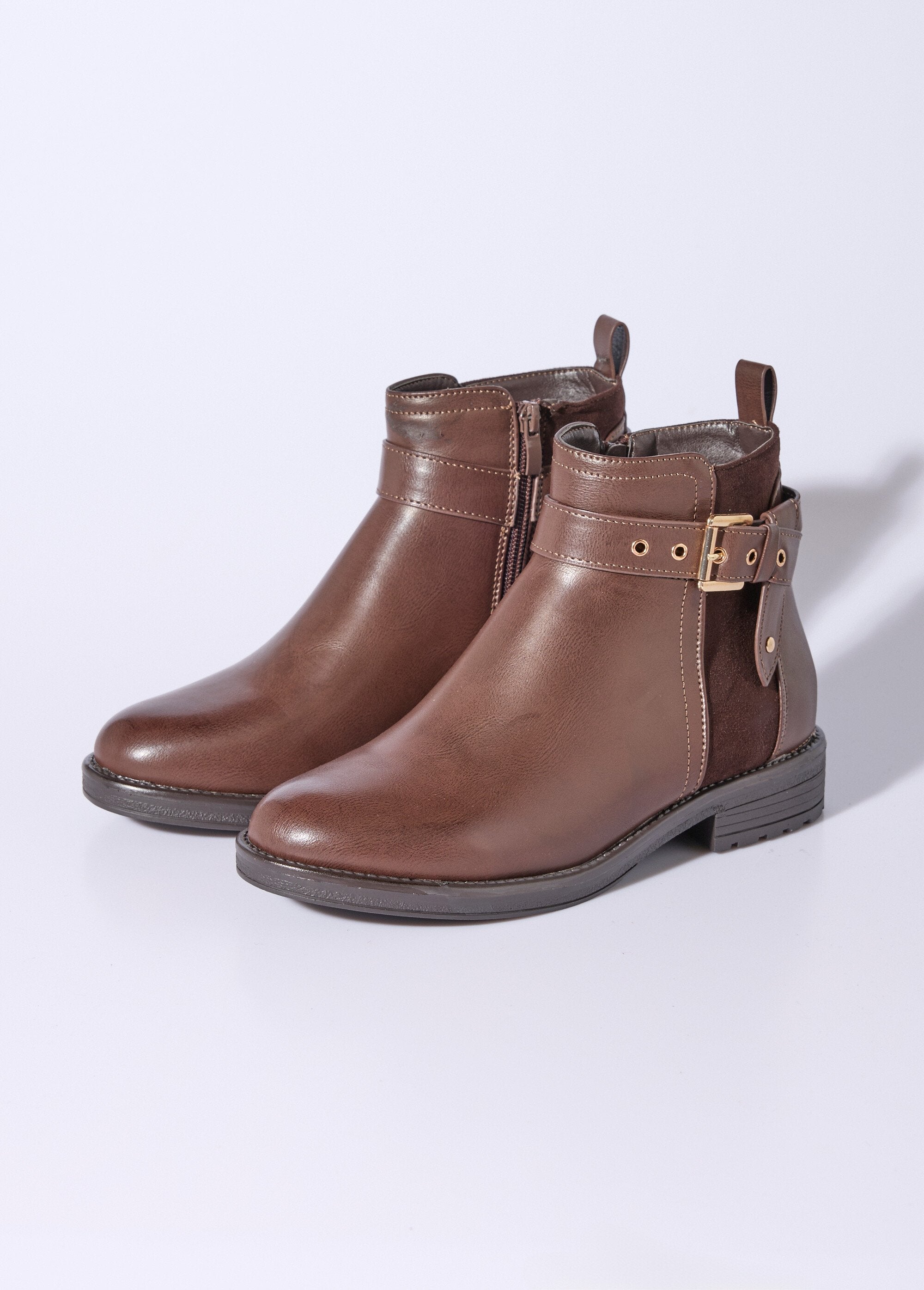 Stivali_in_bi-materiale_con_cinturino_alla_caviglia_Marron_DE1_slim