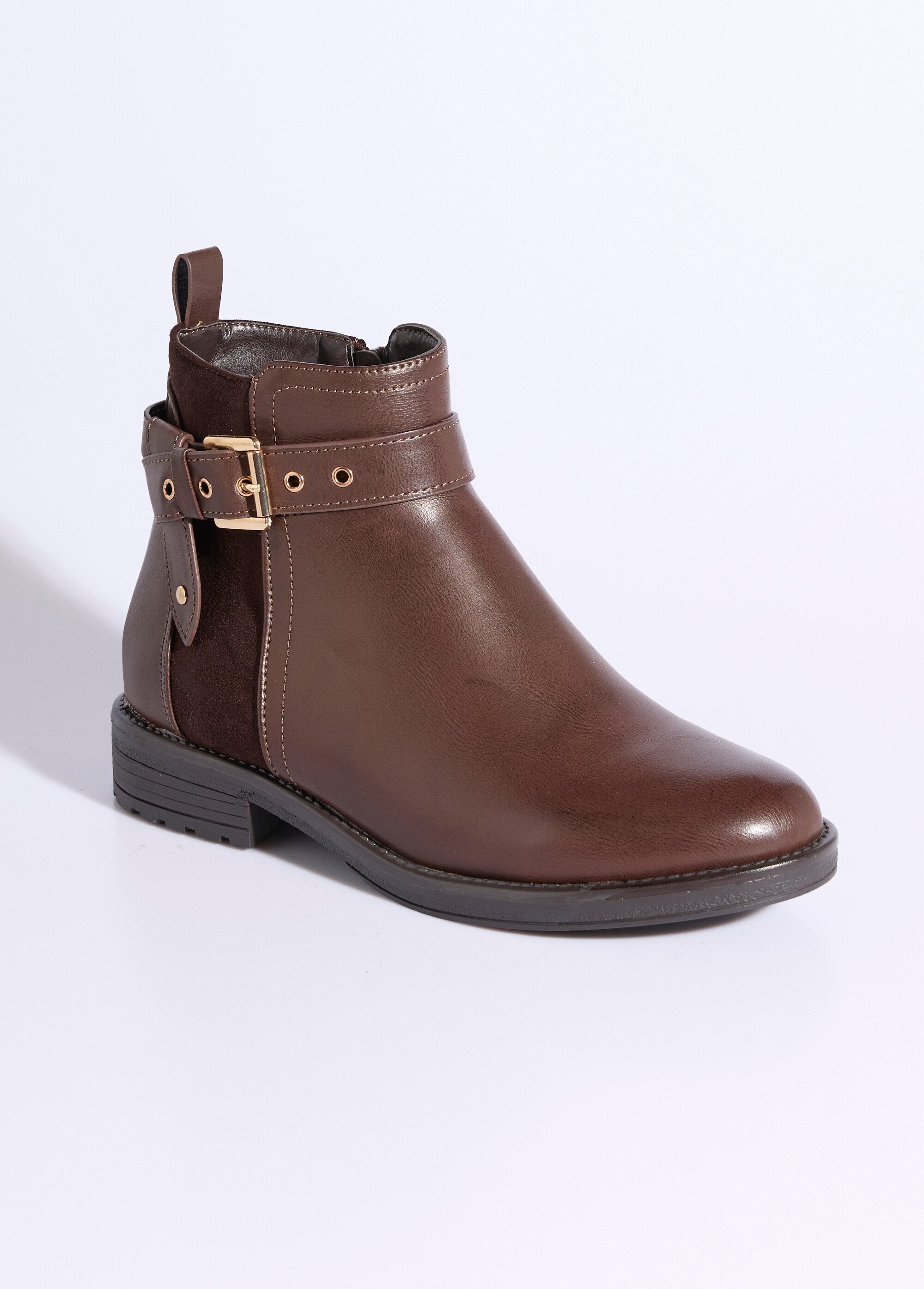 Stivali_in_bi-materiale_con_cinturino_alla_caviglia_Marron_FA1_slim