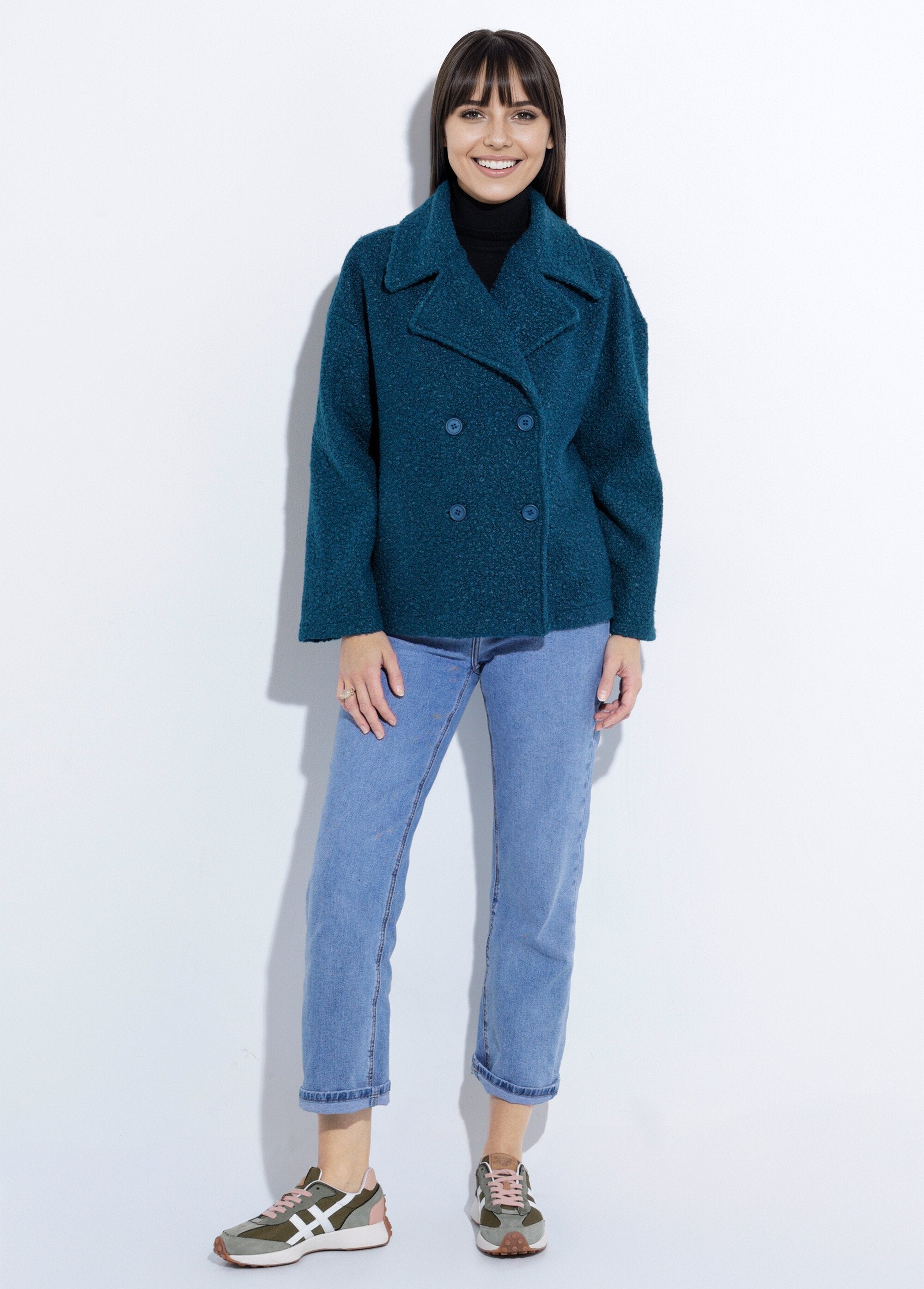 Cappotto_corto_semplice_in_lana_arricciata_Vert_canard_SF1_slim