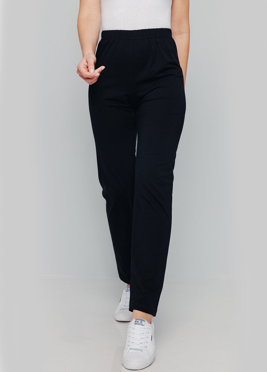 Leggings_in_jersey_di_cotone_con_elastico_in_vita_NERO_FA1_slim