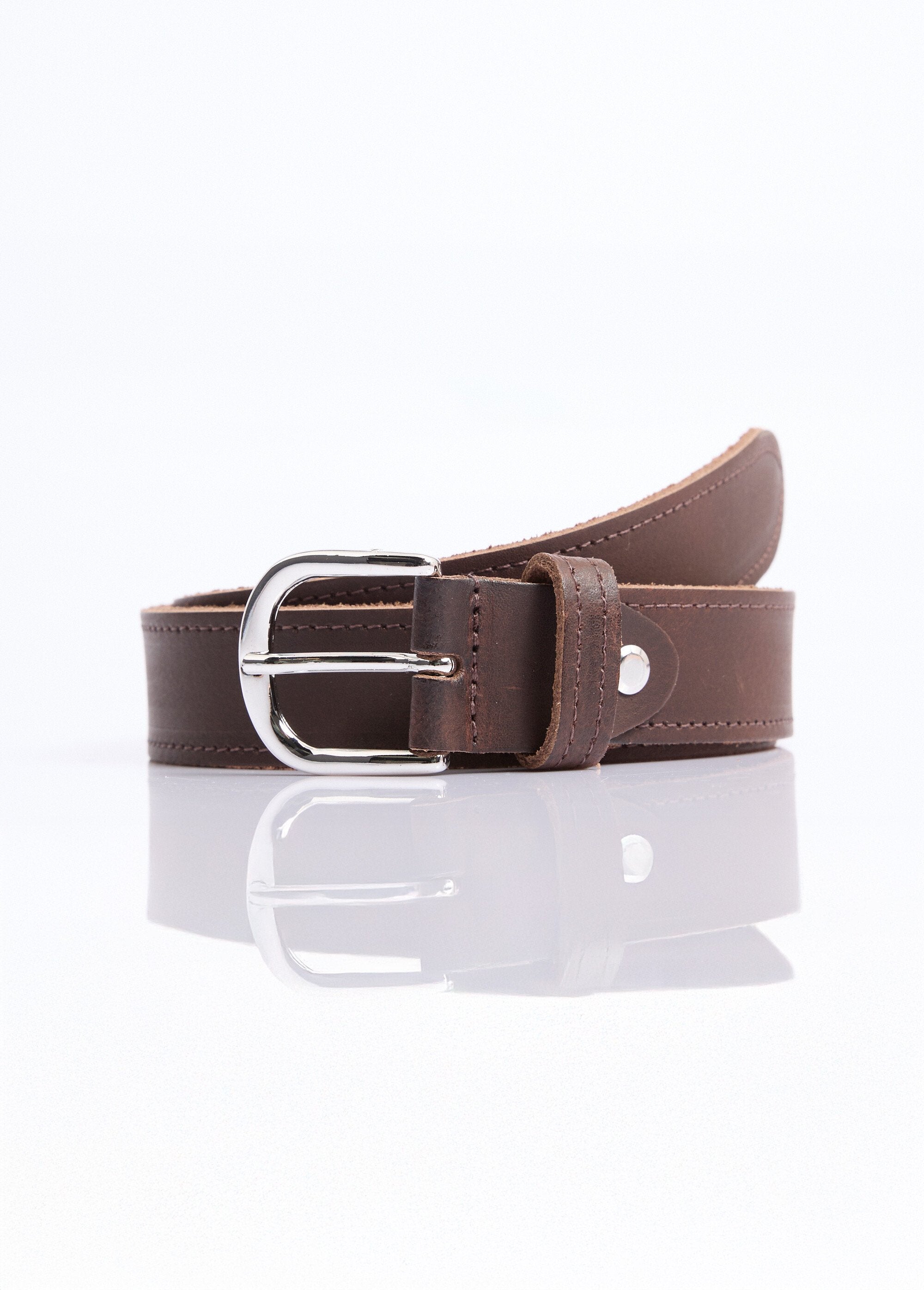 Ceinture_casual_chic_cuir,_bords_francs_Marron_fonce_FA1_slim