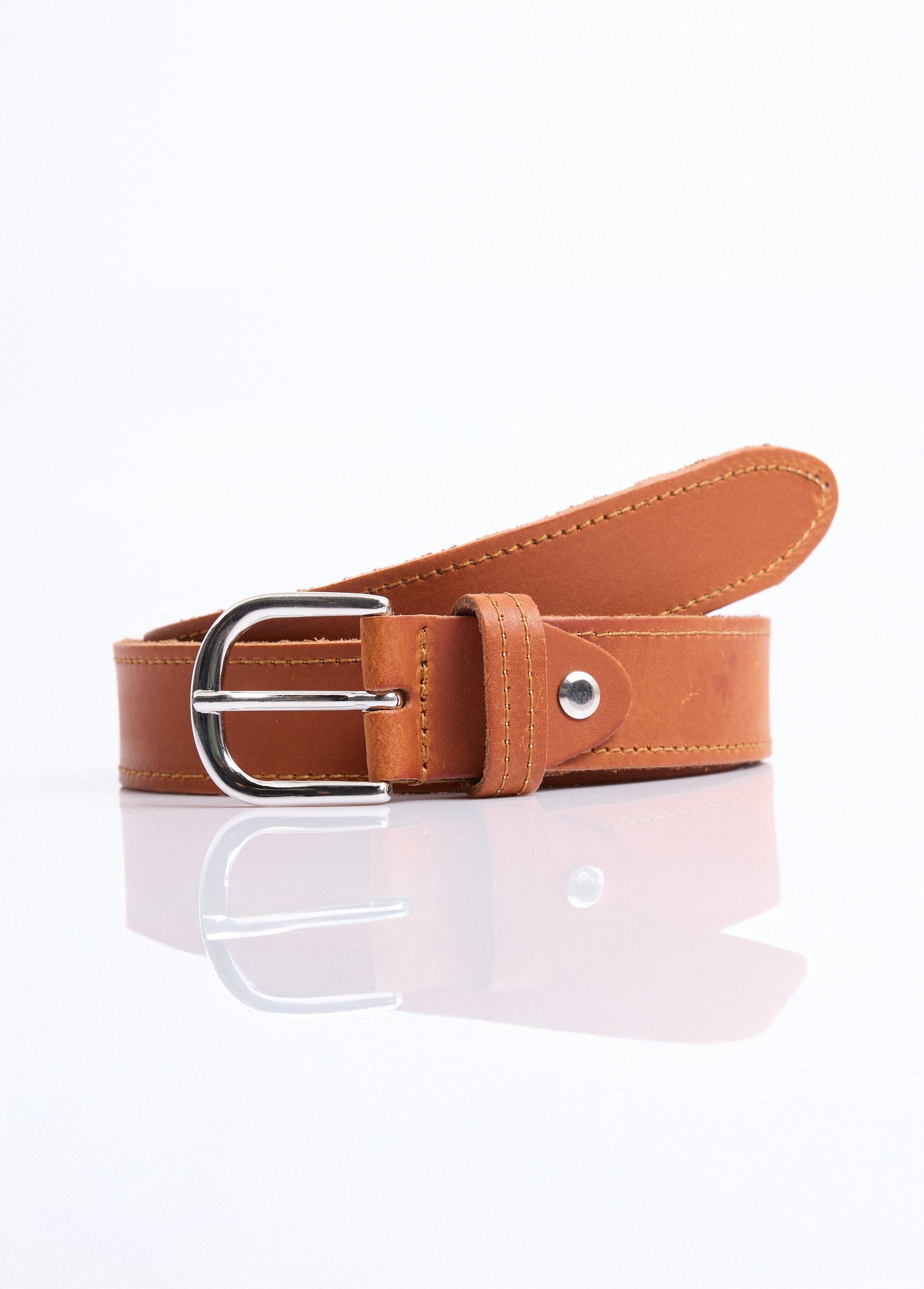 Ceinture_casual_chic_cuir,_bords_francs_Marron_FA1_slim