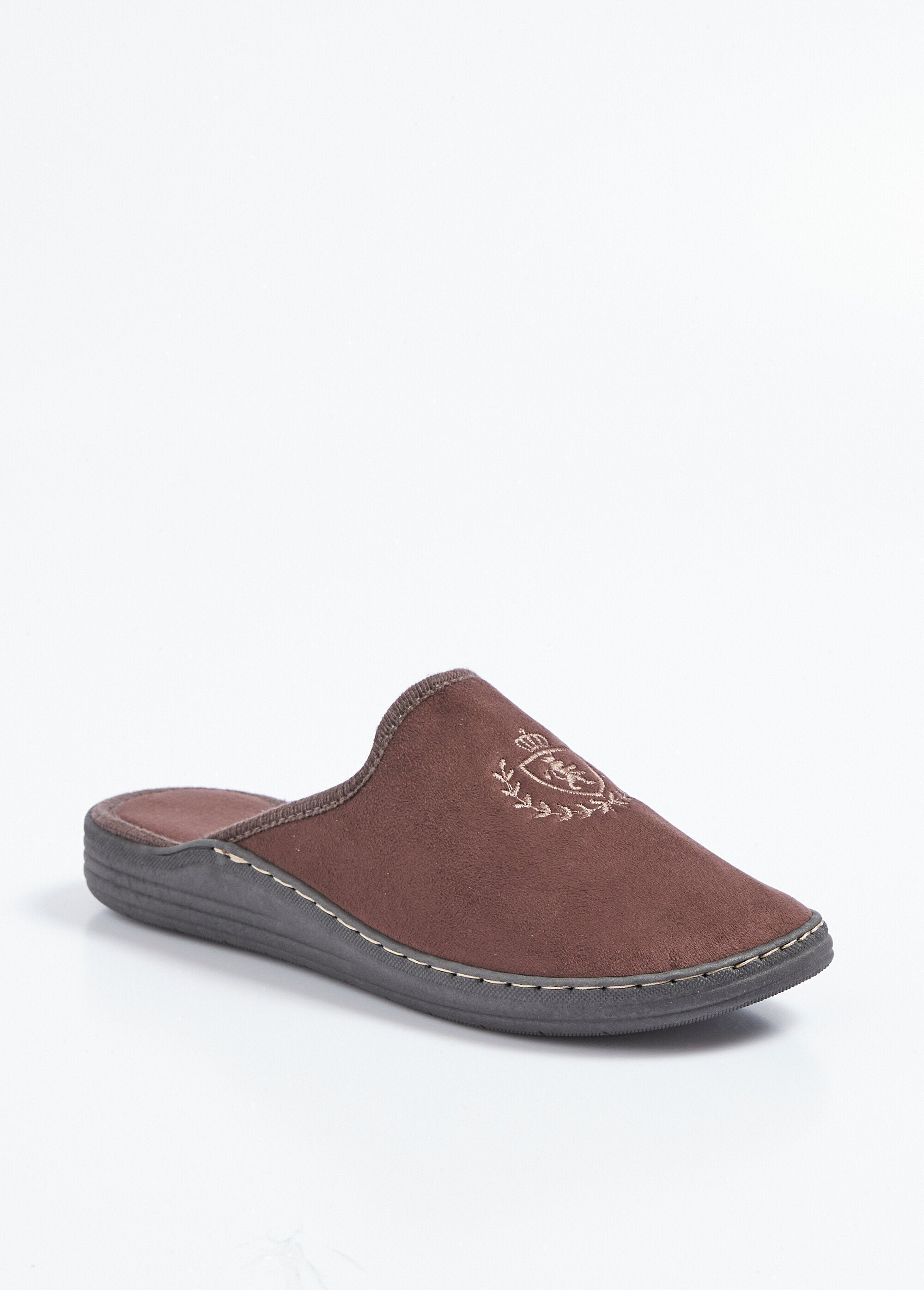 Pantofole_comfort_larghezza_vellutata_tessuto_ricamato_Marron_FA1_slim