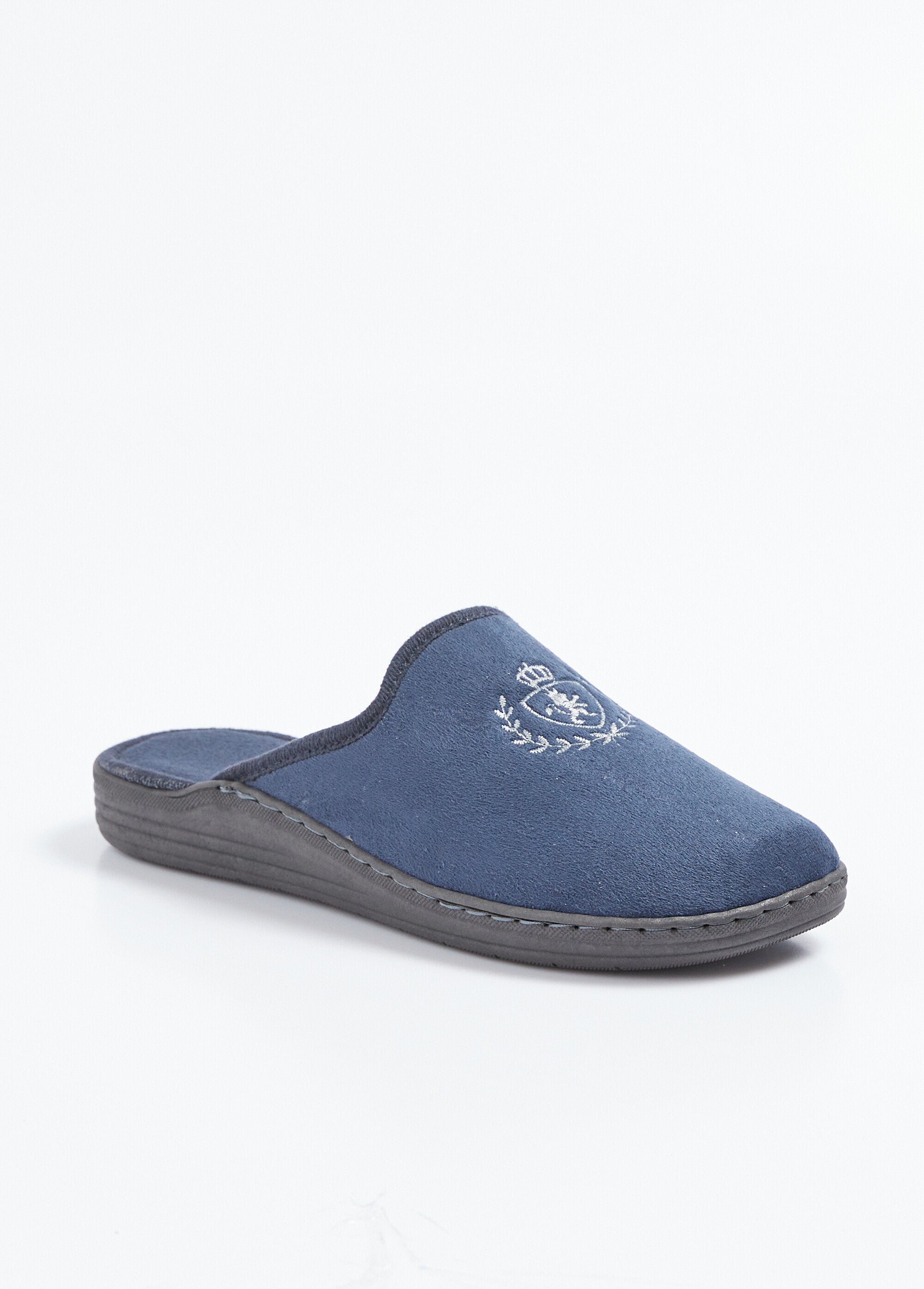 Chaussons_mules_largeur_confort_textile_velouté_brodé_Marine_FA1_slim