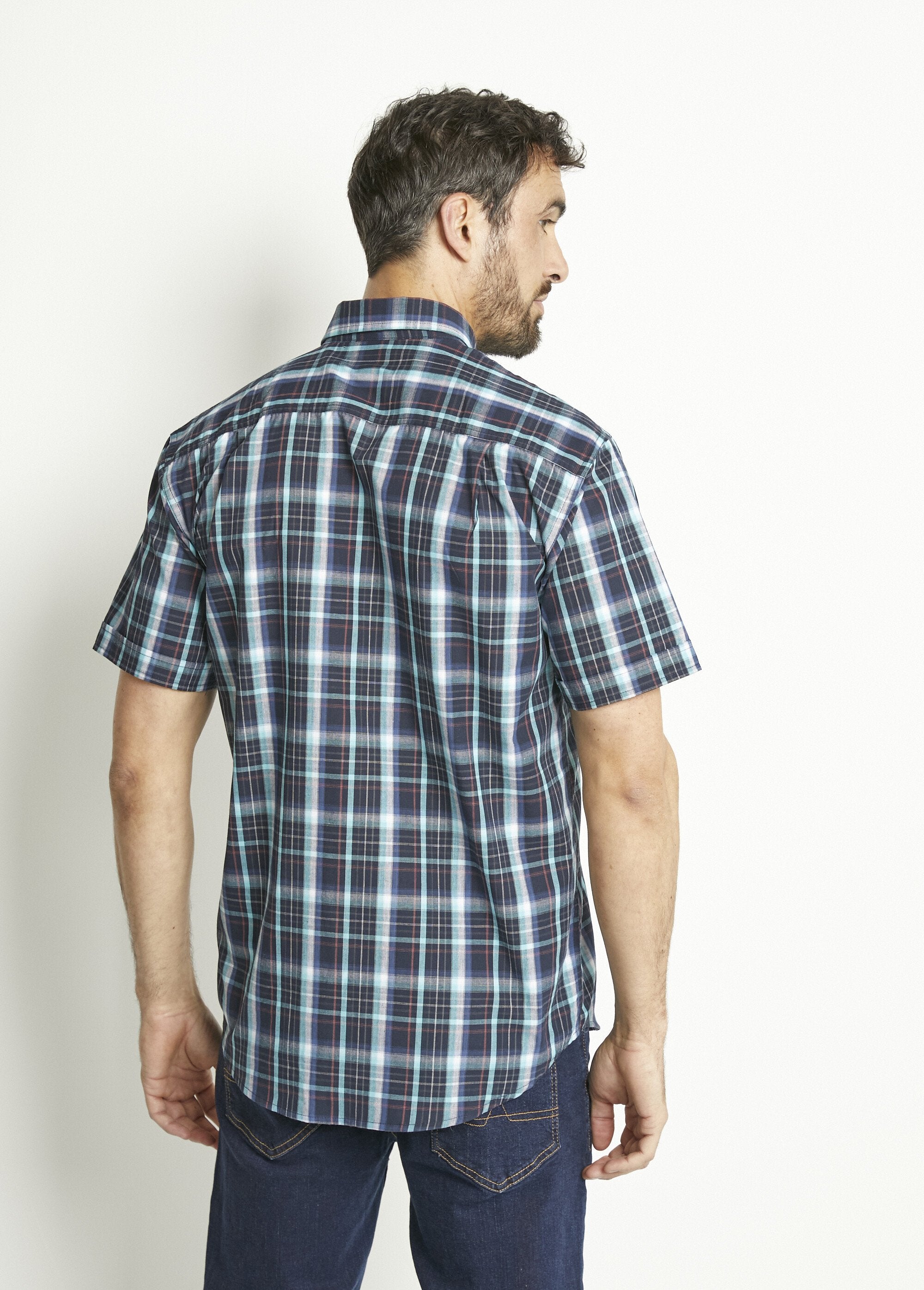 Camicia_a_quadri_a_maniche_corte_in_policotone_Carreaux_bleu_DO1_slim