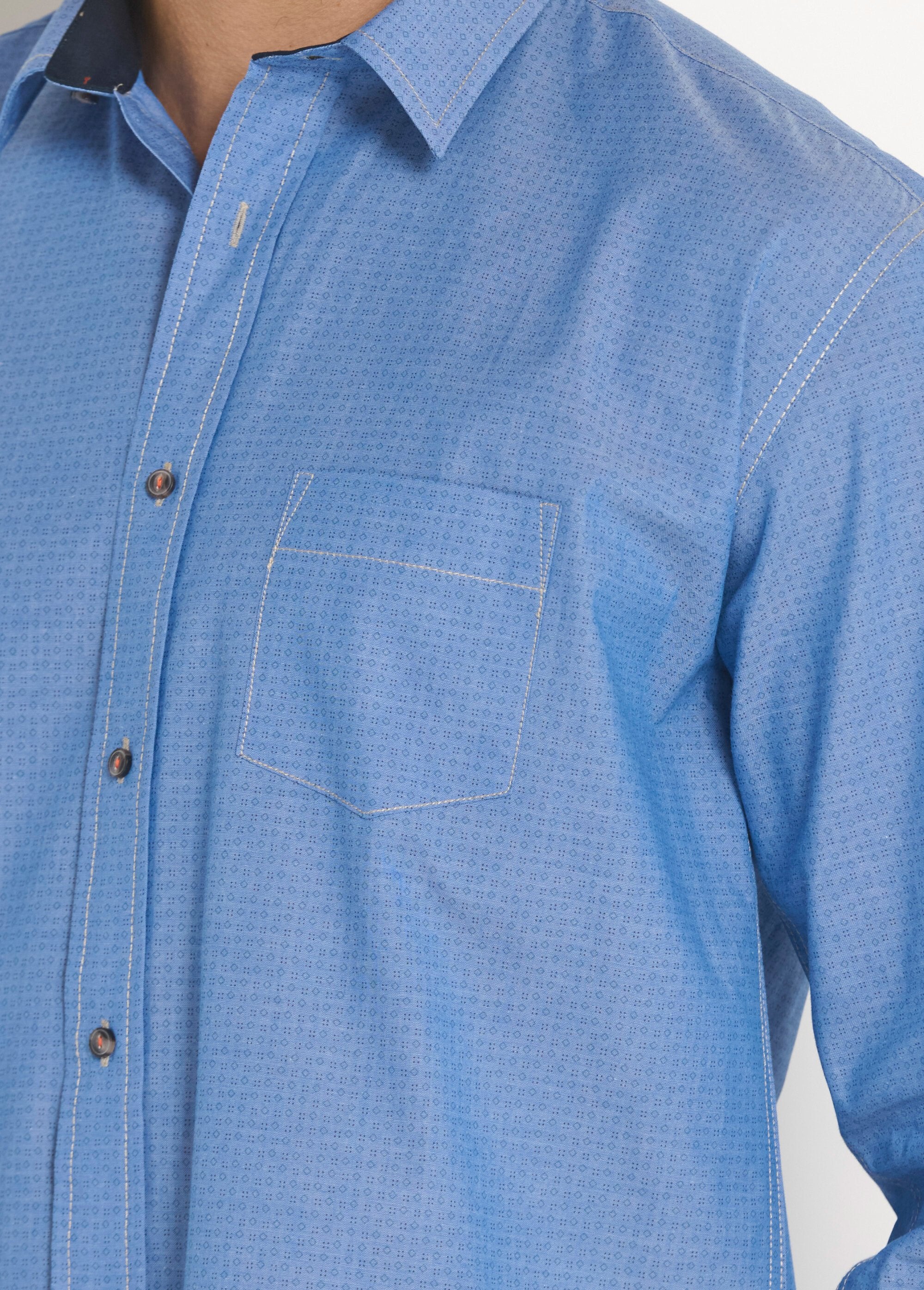 Camicia_in_cotone_stampato_chambray_Bleu_DE2_slim