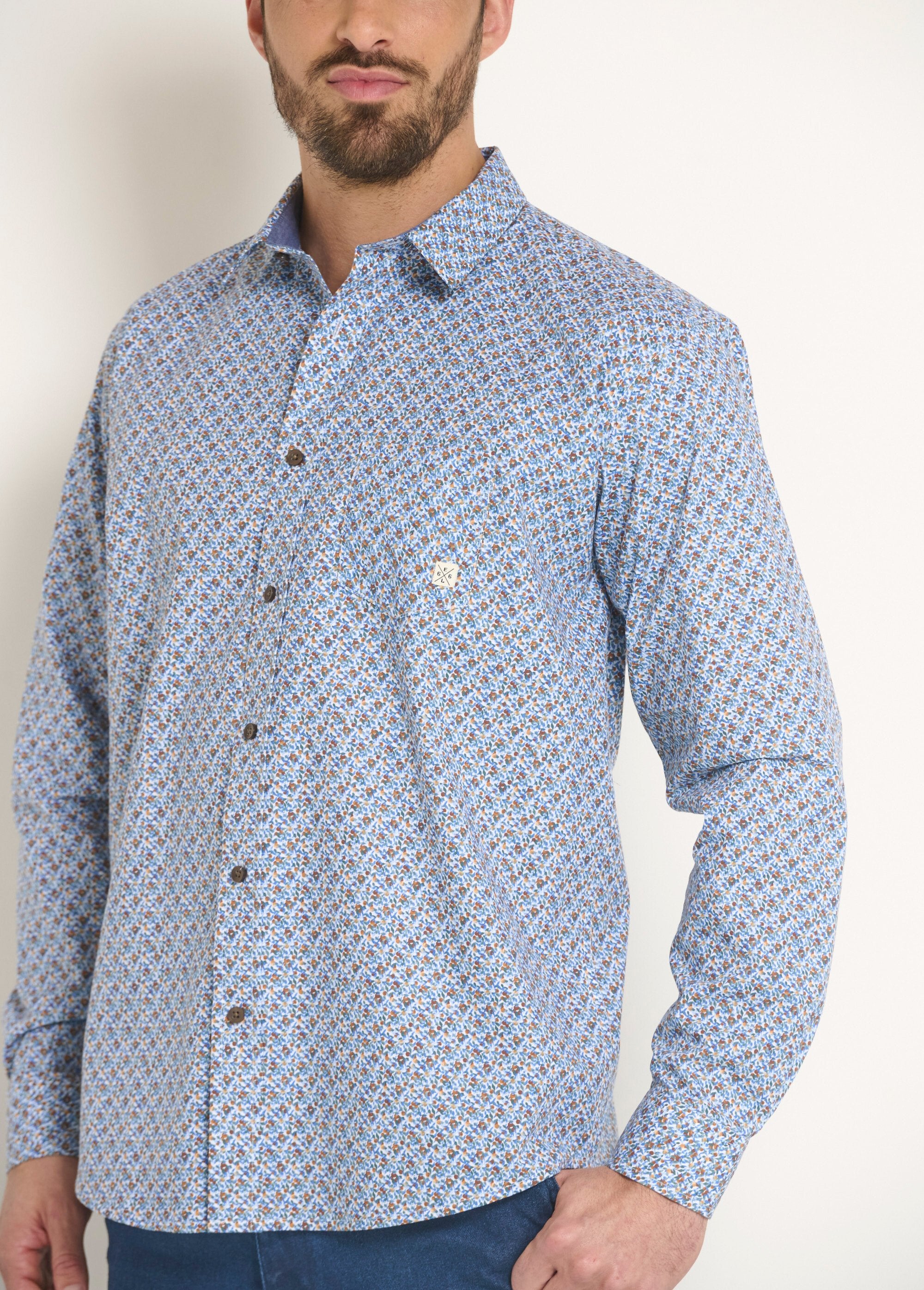 Camicia_a_maniche_lunghe_in_cotone_con_microfantasia_Bleu_DE1_slim