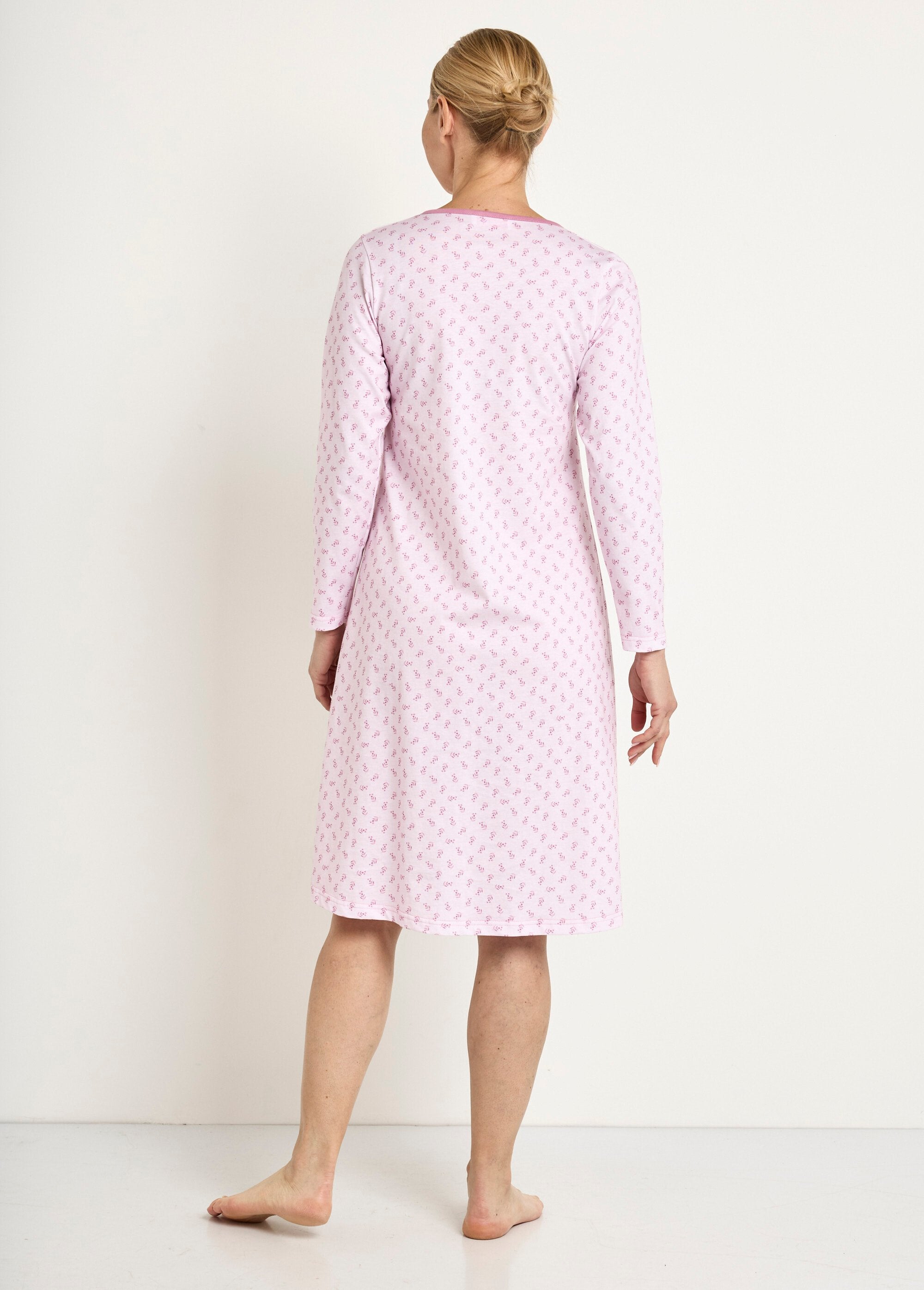 Camicia_da_notte_a_maniche_lunghe_3/4_in_cotone_stampato_Rose_DO1_slim