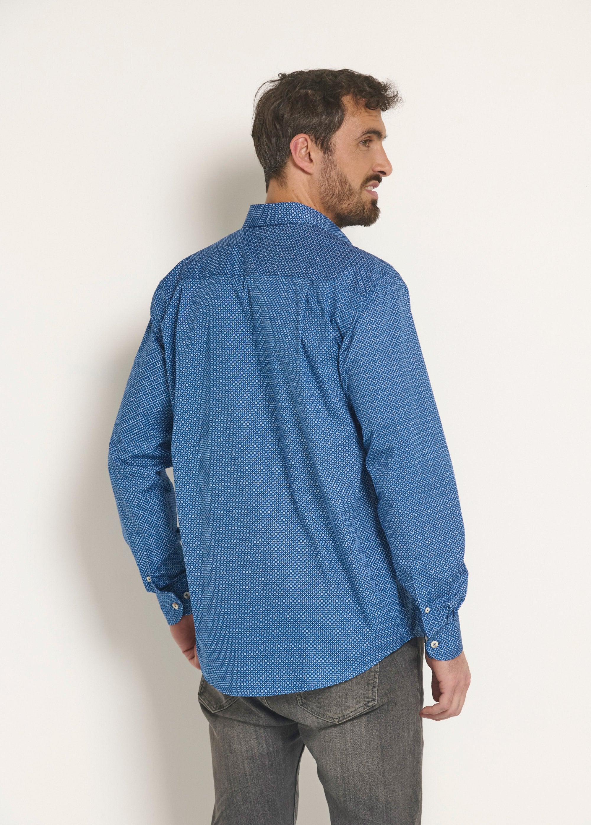 Camicia_di_cotone_a_maniche_lunghe_fantasia_Bleu_DO1_slim