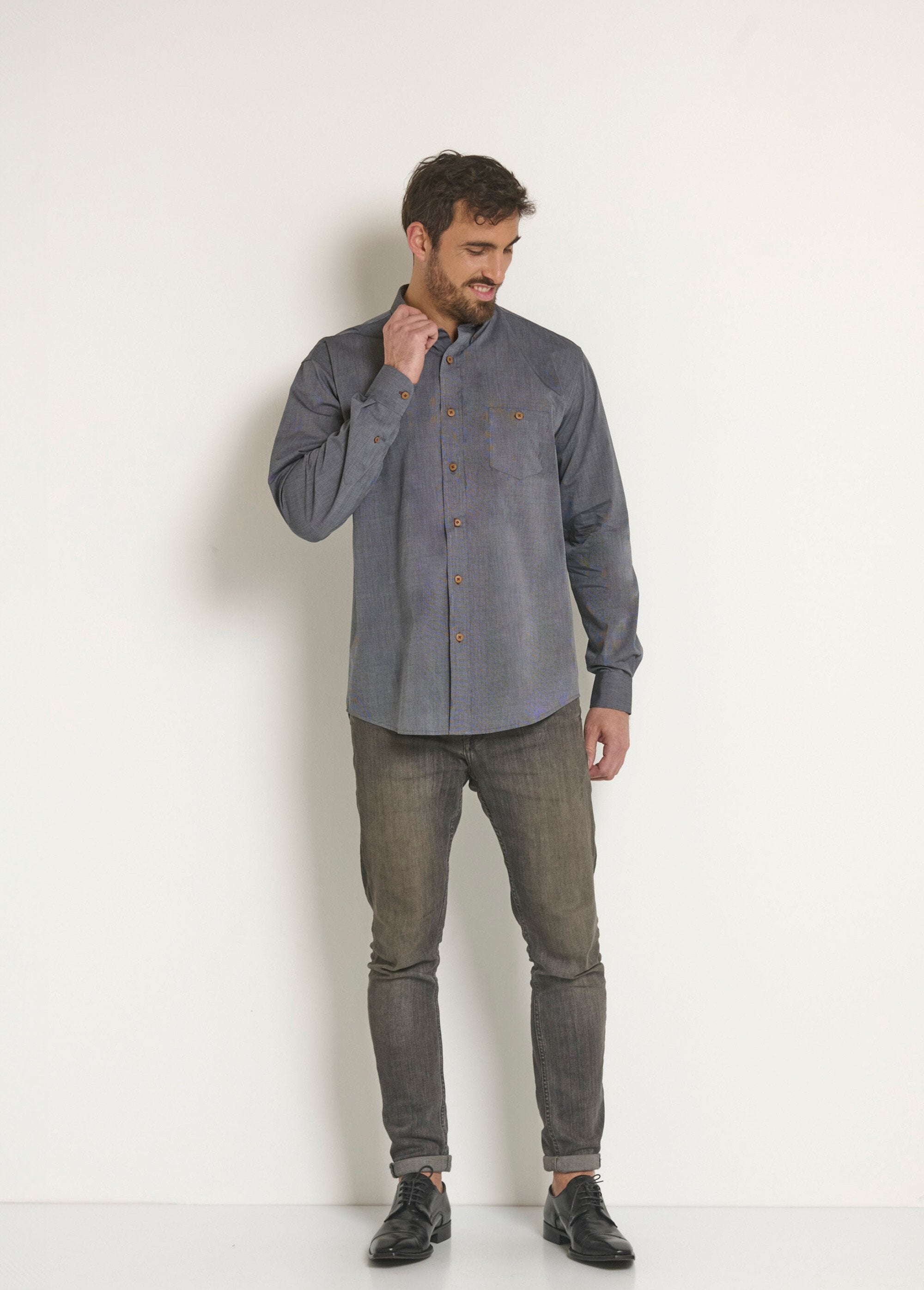 Camicia_di_cotone_a_maniche_lunghe_Gris_SF1_slim