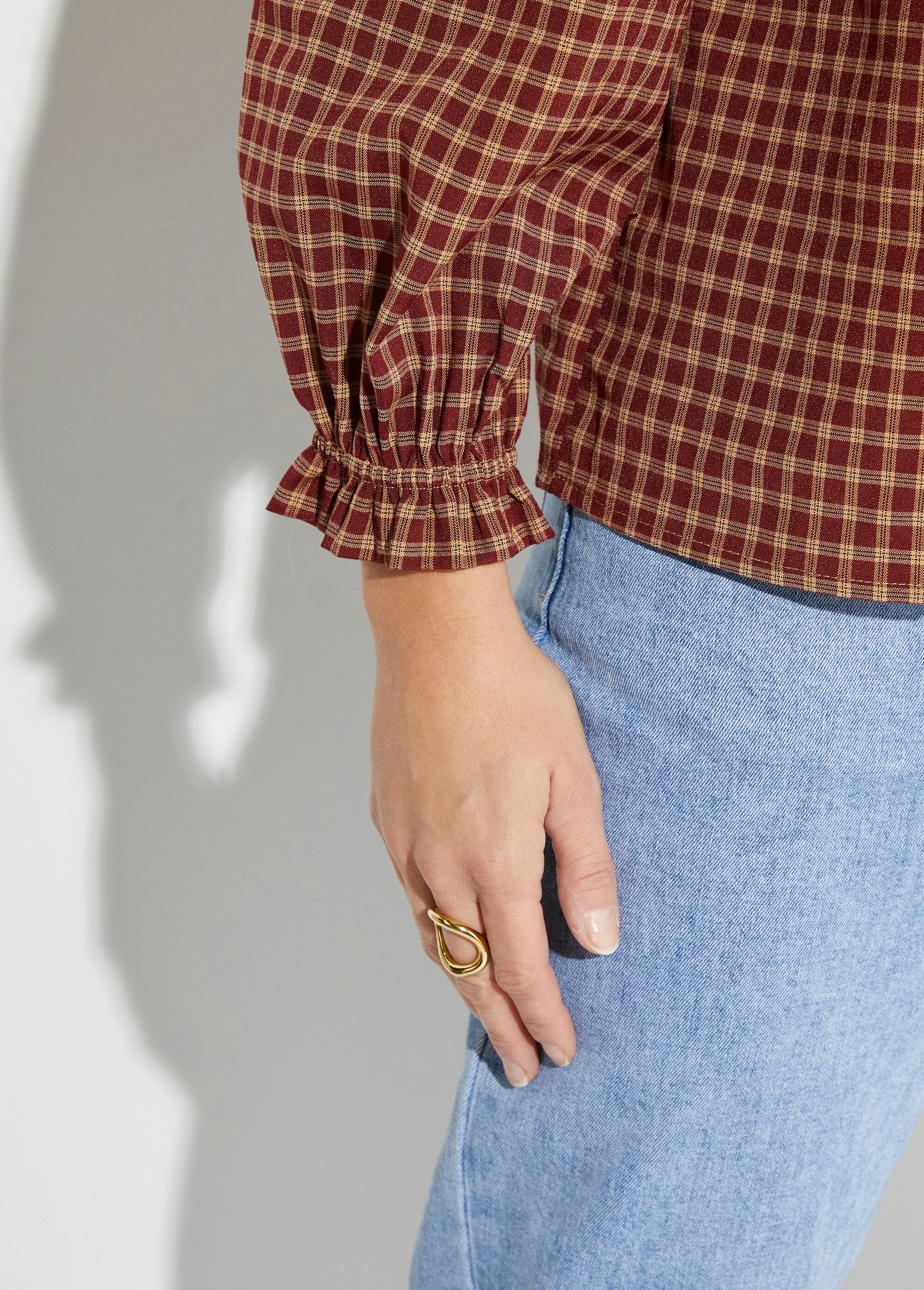 Camicia_a_quadri_con_colletto_e_polsini_plissettati_Bordeaux_DE2_slim