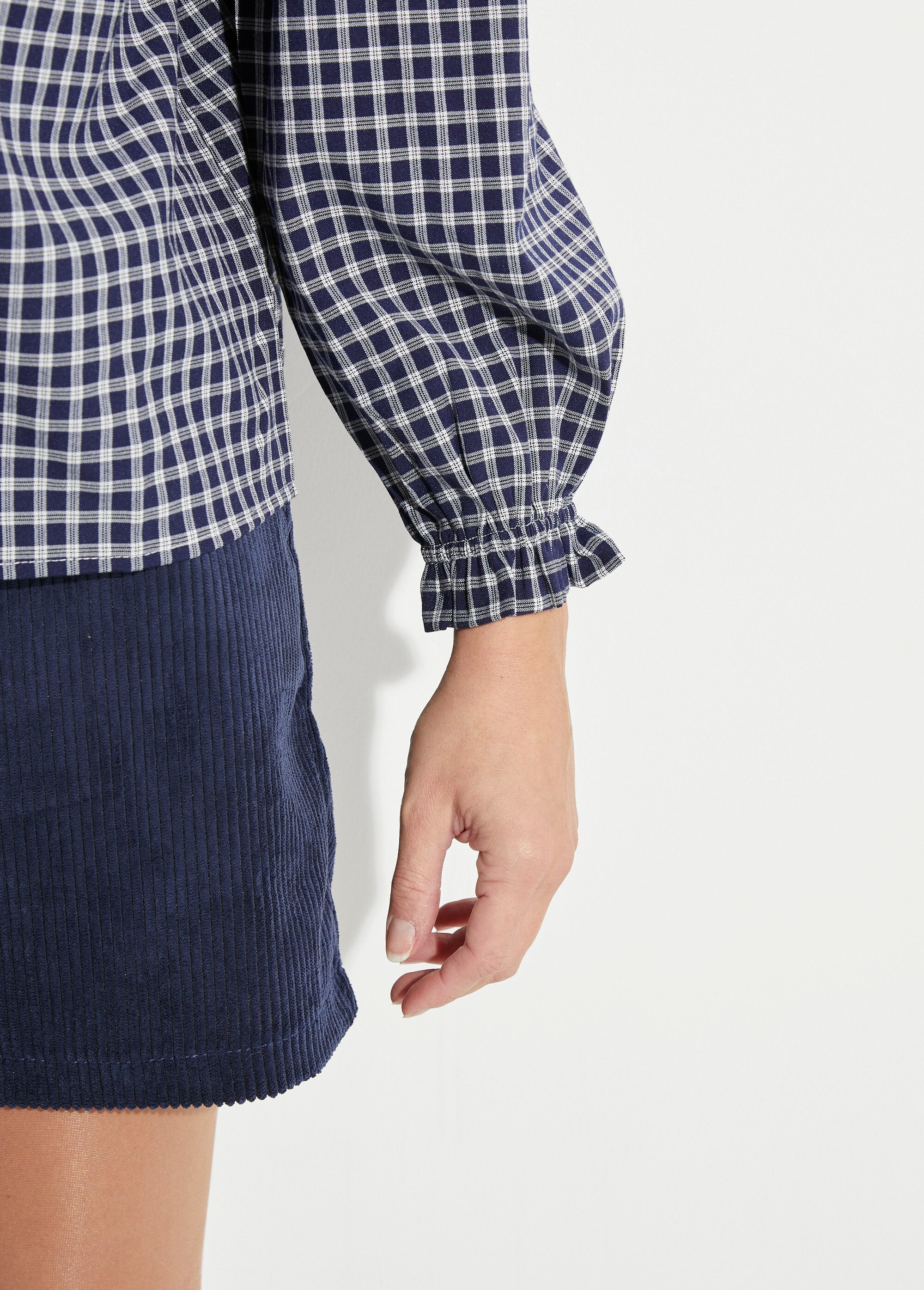 Camicia_a_quadri_con_colletto_e_polsini_plissettati_Marine_DE2_slim