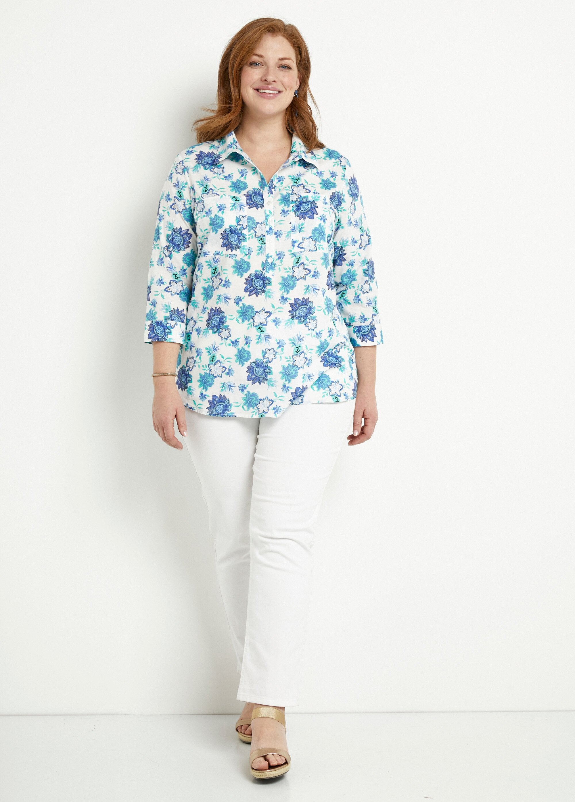 Camicetta_lunga_in_cotone_con_stampa_floreale_Imprime_bleu_SF1_curvy