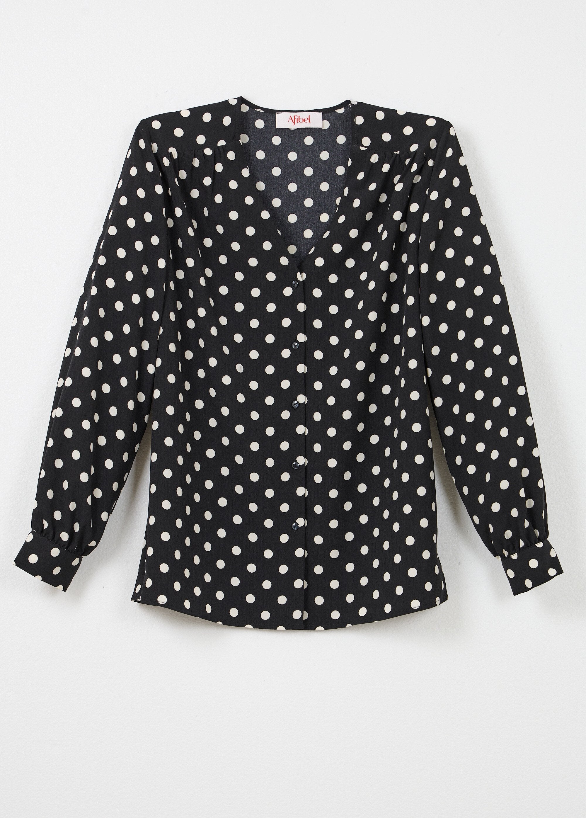 Camicetta_a_maniche_lunghe_con_scollo_a_V_e_stampa_a_pois_Noir_et_ecru_AP1_slim
