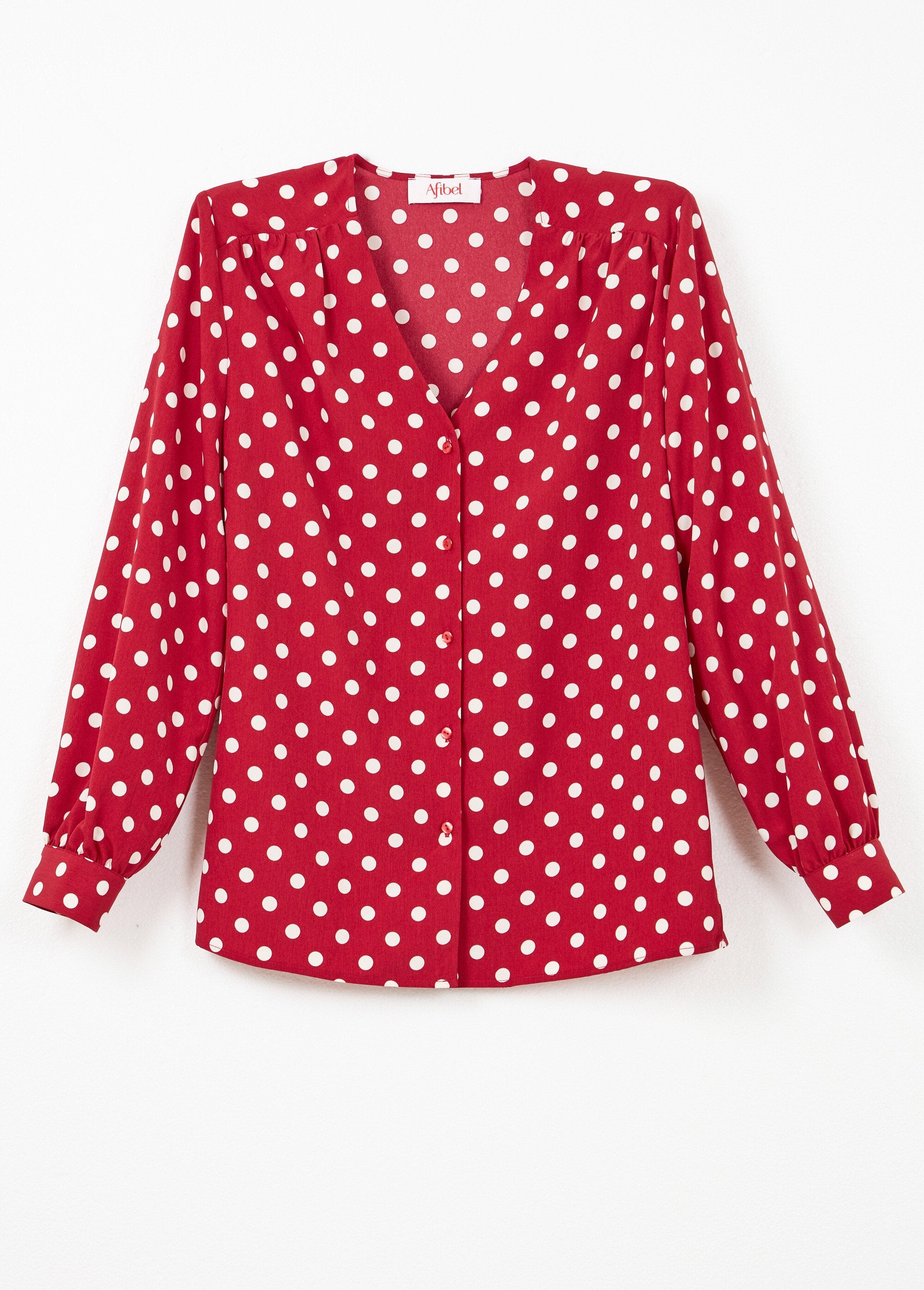 Camicetta_a_maniche_lunghe_con_scollo_a_V_e_stampa_a_pois_Bordeaux_et_ecru_AP1_slim