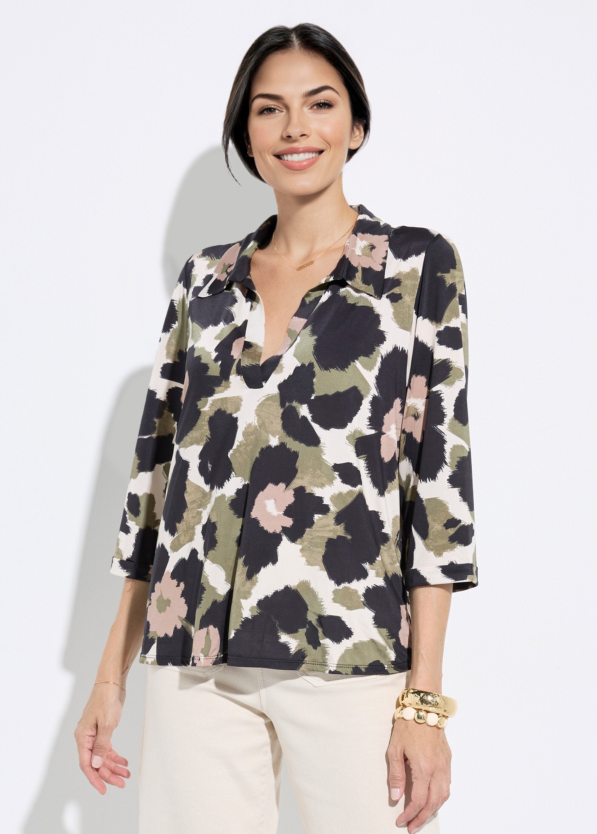 Chemisier_fluide_camouflage_et_col_tailleur_Noir_et_kaki_FA1_slim