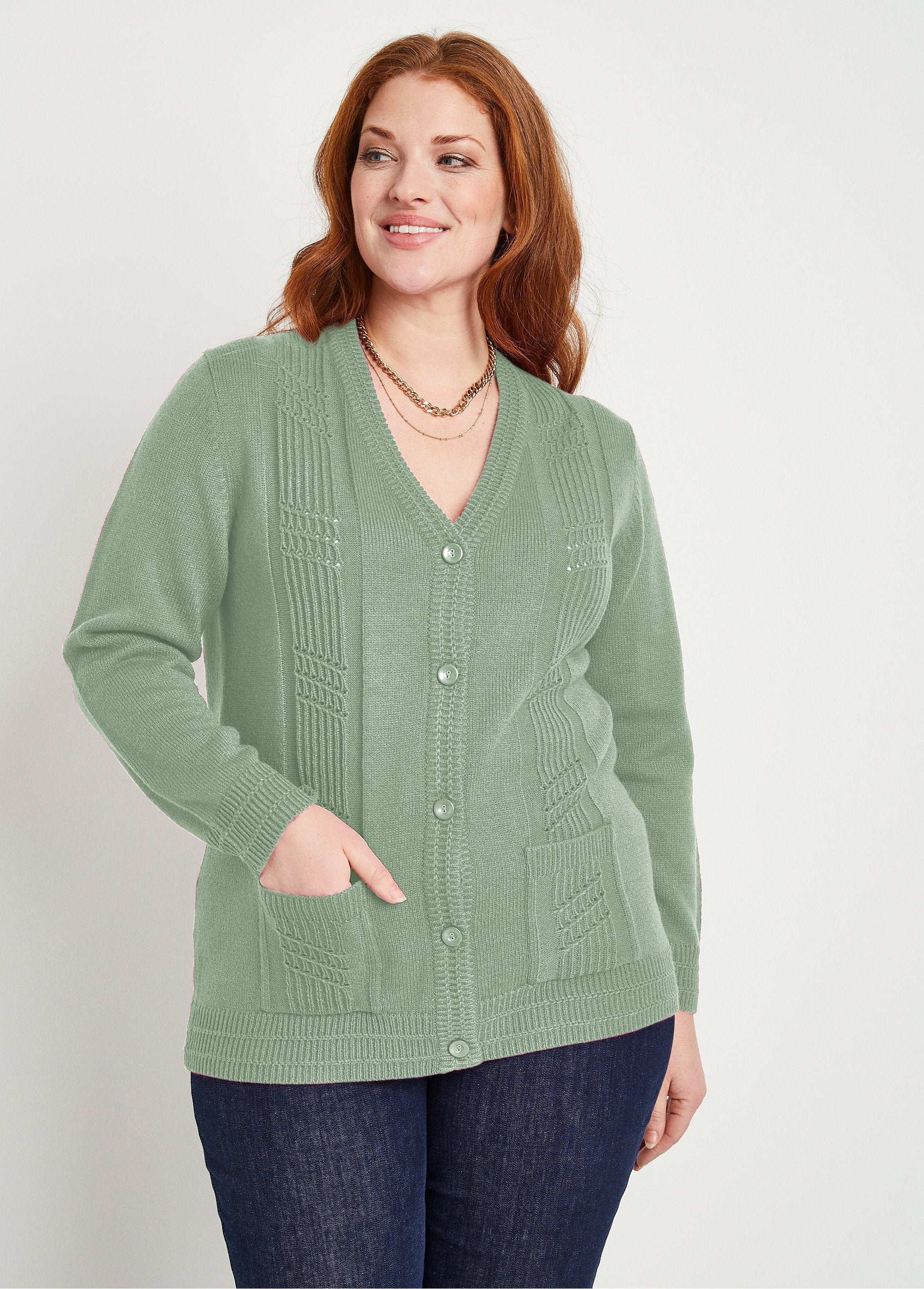 Cardigan_a_maniche_lunghe_con_bottoni_Verde_FA1_curvy