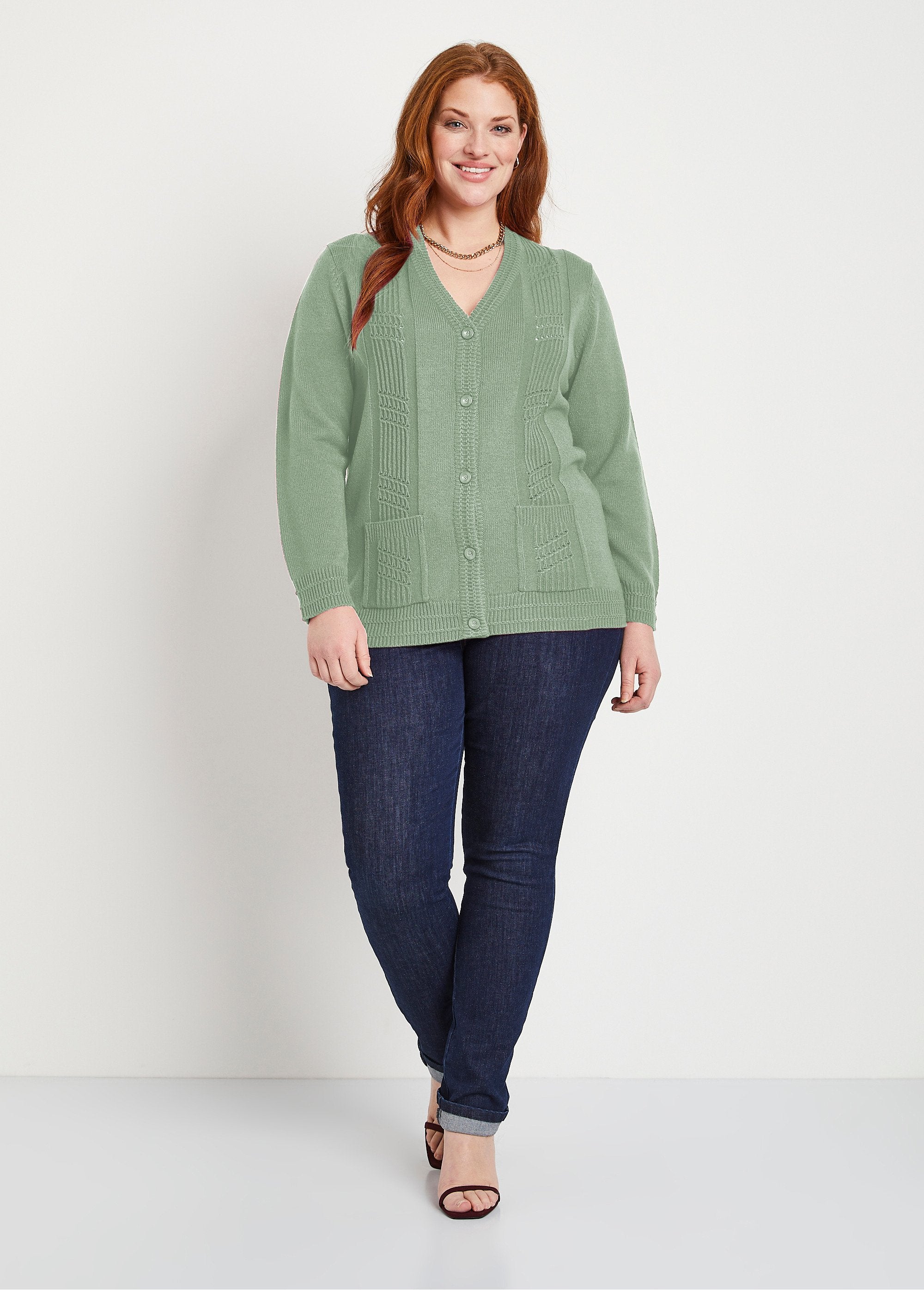 Cardigan_a_maniche_lunghe_con_bottoni_Verde_SF1_curvy