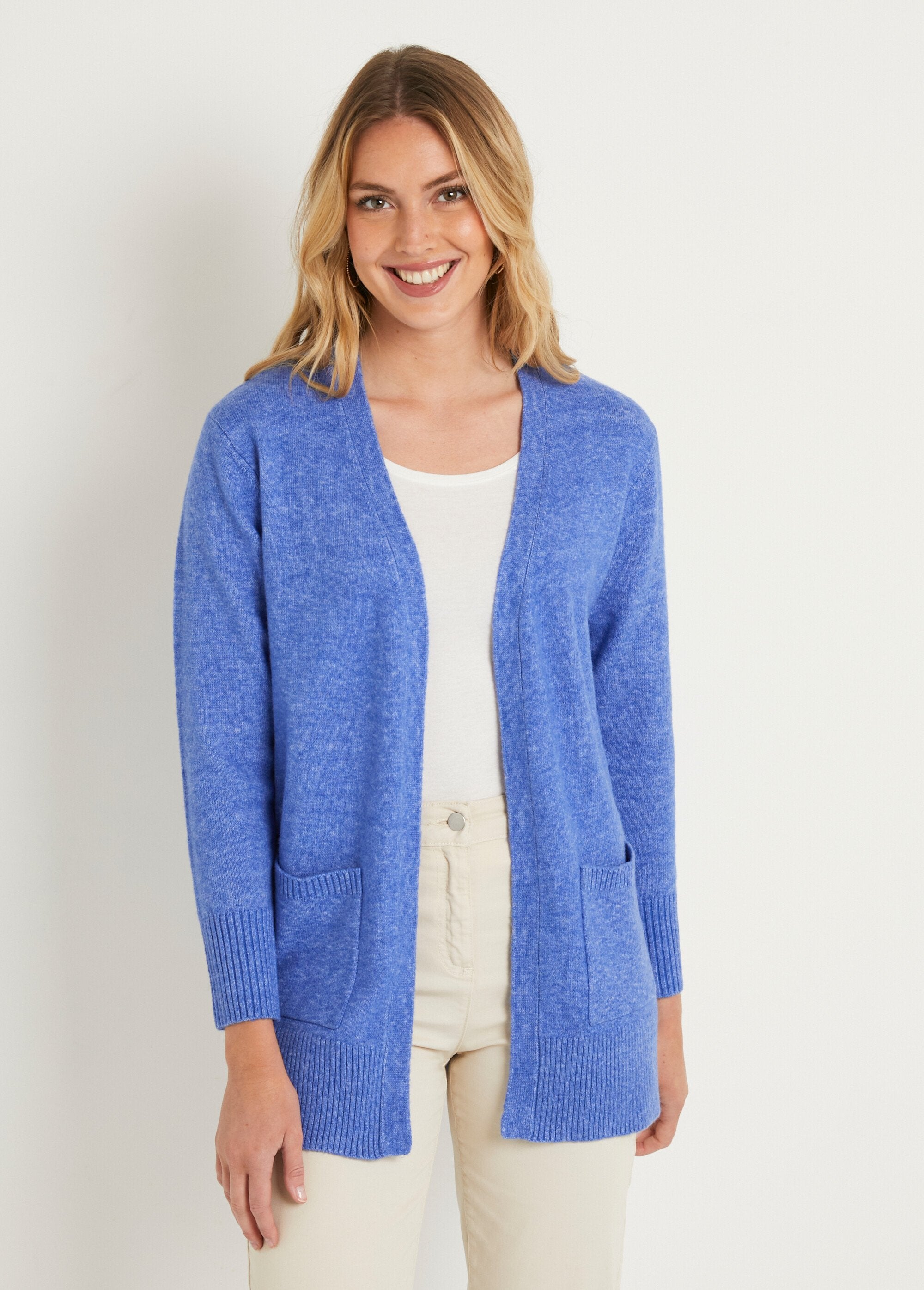 Gilet_chiné_long_bord_à_bord_avec_laine_Bleu_FA1_slim