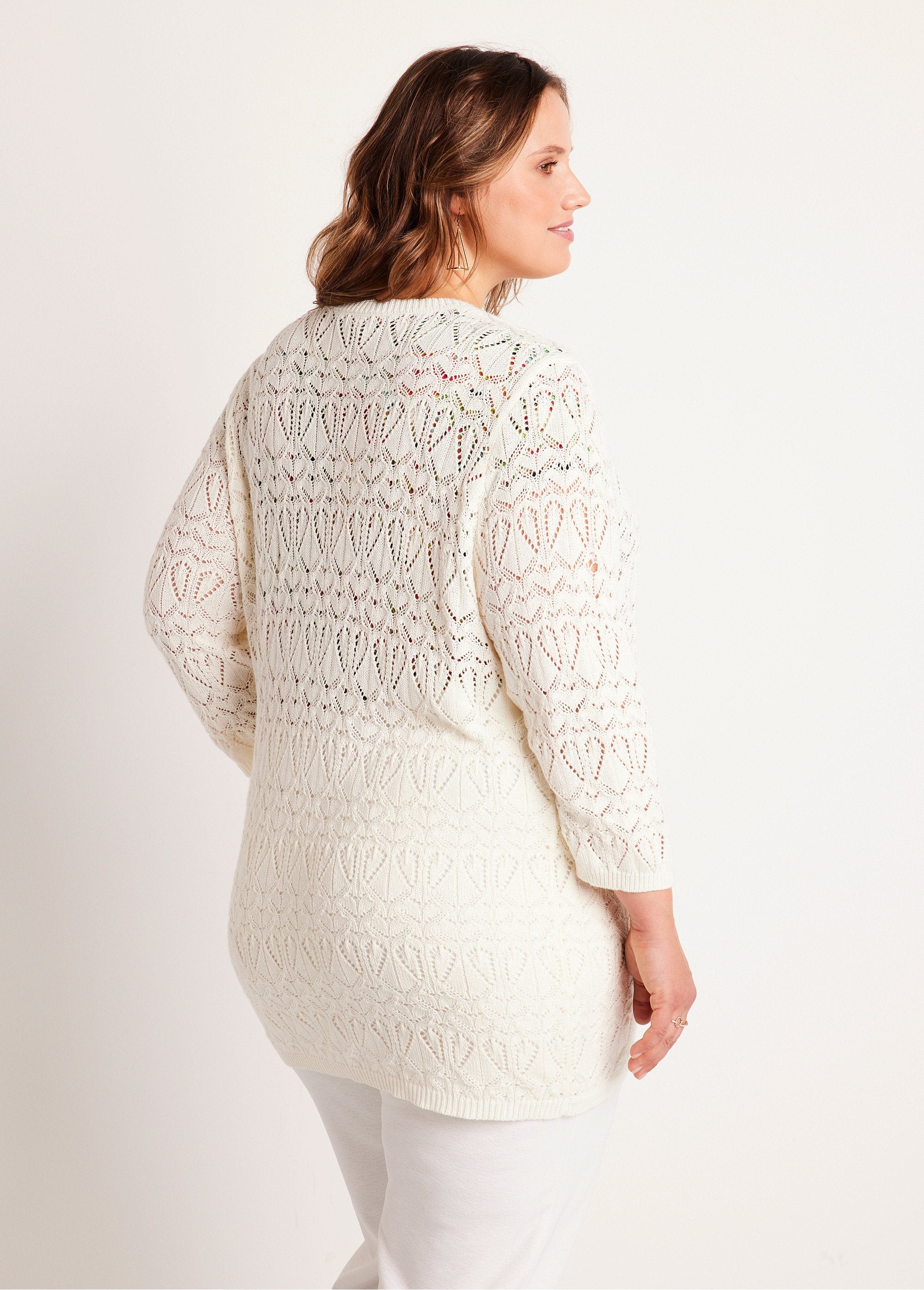 Cardigan_lungo_traforato_in_cotone,_maniche_a_3/4_Corda_DO1_curvy