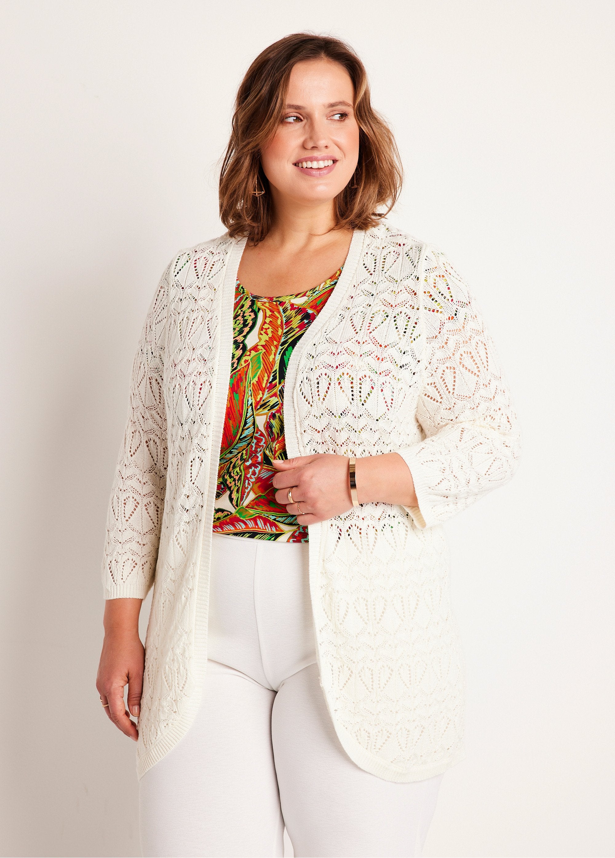 Cardigan_lungo_traforato_in_cotone,_maniche_a_3/4_Corda_FA1_curvy