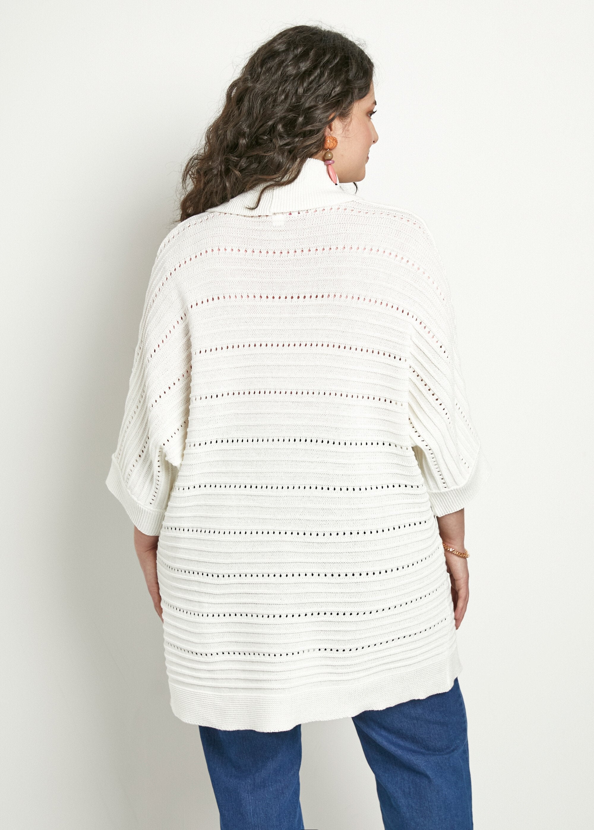 Cardigan_lungo_traforato,_vestibilità_comfort_Ecru_DO1_curvy