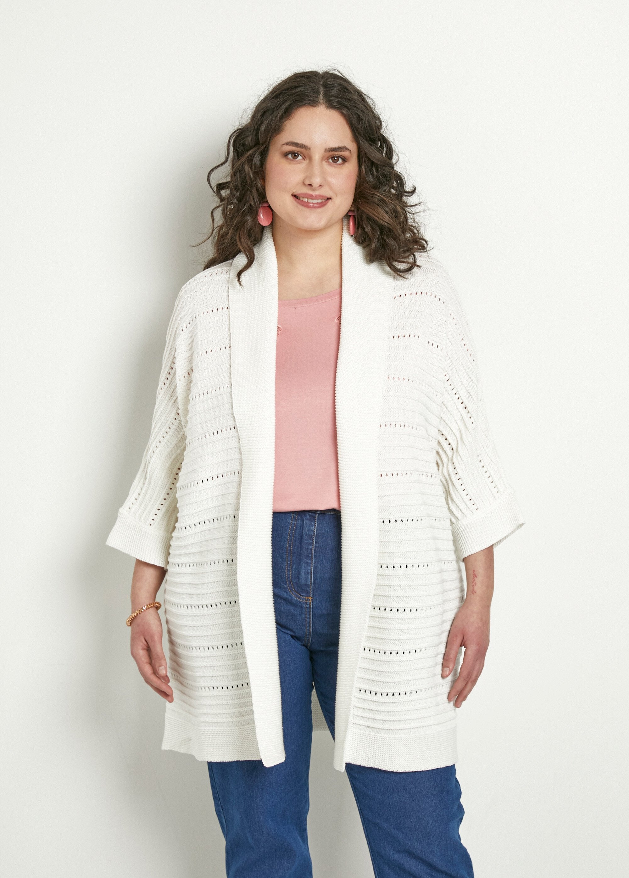 Cardigan_lungo_traforato,_vestibilità_comfort_Ecru_FA1_curvy