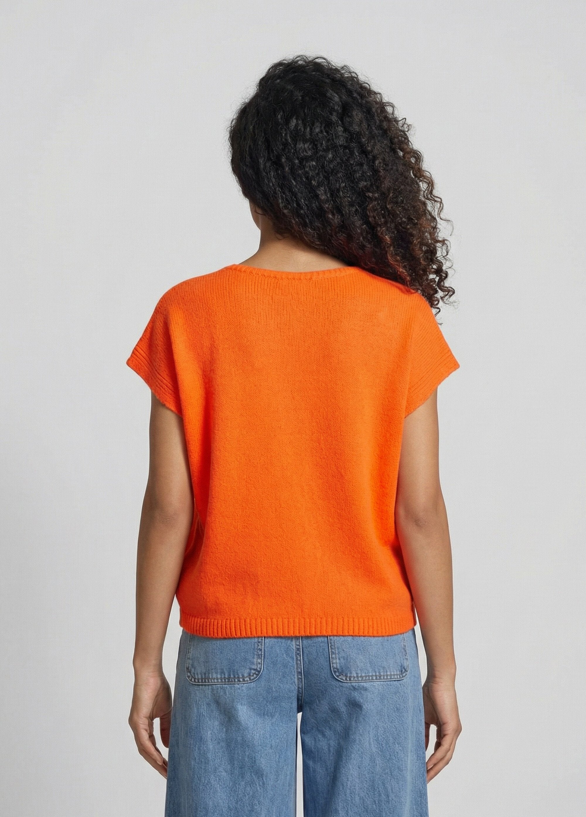 Cardigan_a_maniche_corte_con_bottoni_metallici_Orange_fluo_DO1_slim
