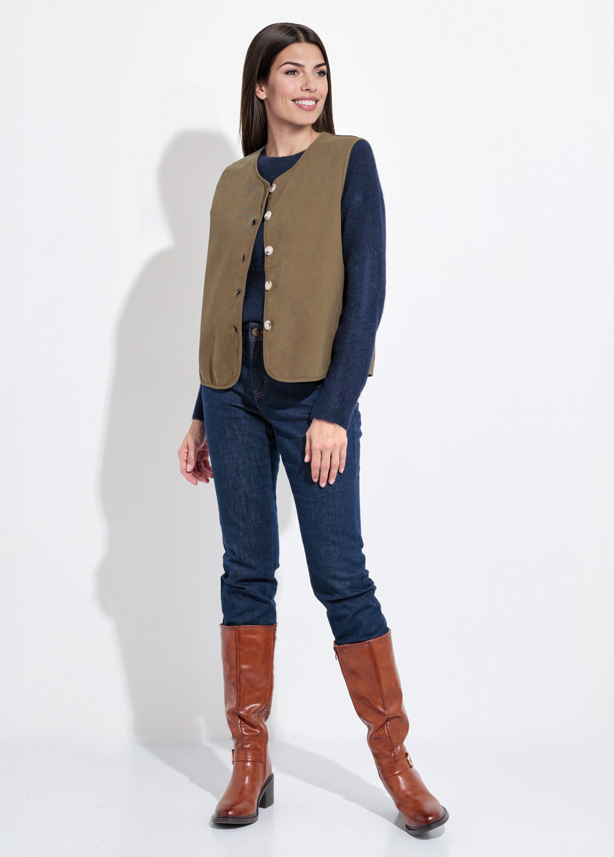 Cardigan_senza_maniche_con_scollo_rotondo_in_twill_Kaki_SF1_slim