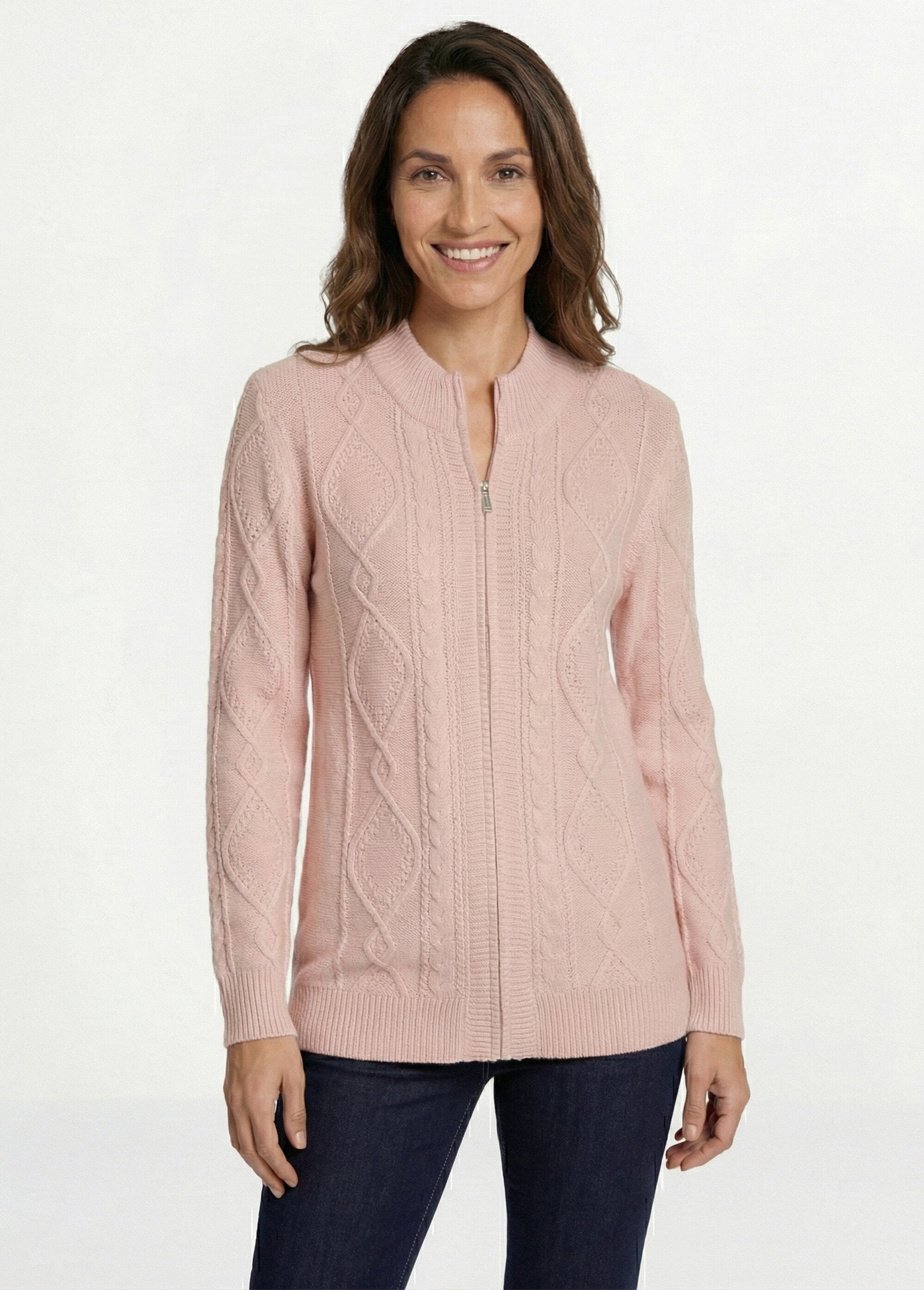 Caldo_cardigan_con_zip_e_collo_alto_lavorato_a_maglia_Rosa_FA1_slim