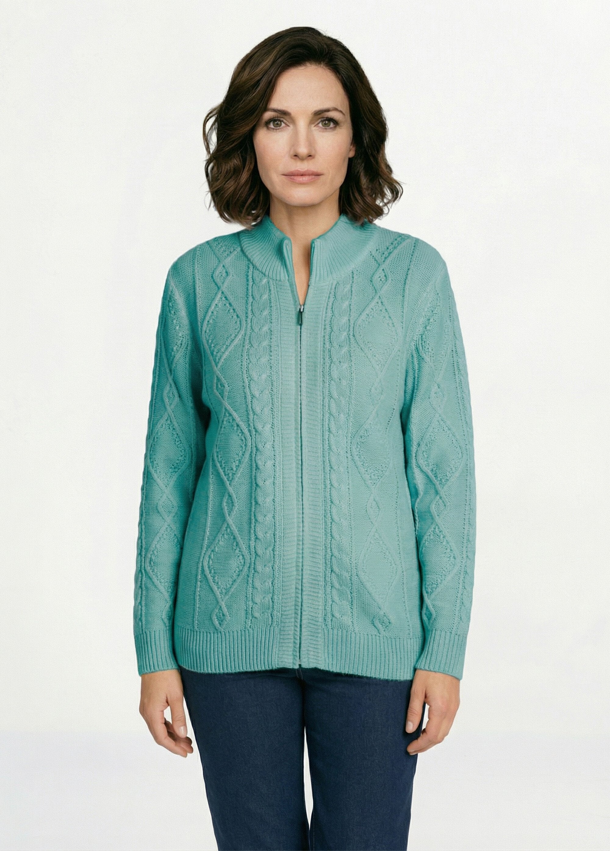Caldo_cardigan_con_zip_e_collo_alto_lavorato_a_maglia_Verde_FA1_slim