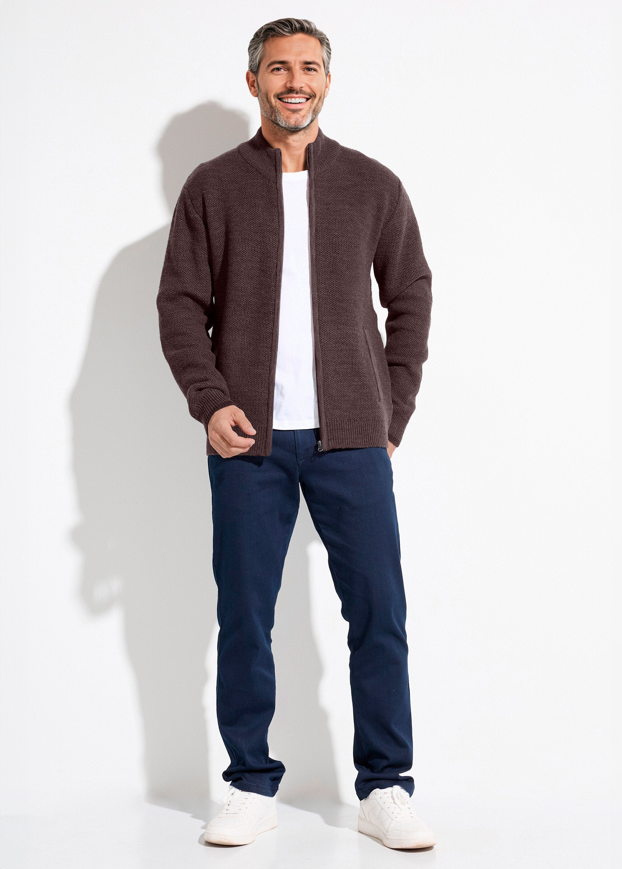 Cardigan_con_cerniera_e_collo_alto_in_maglia_di_lana_screziata_Marron_SF1_slim