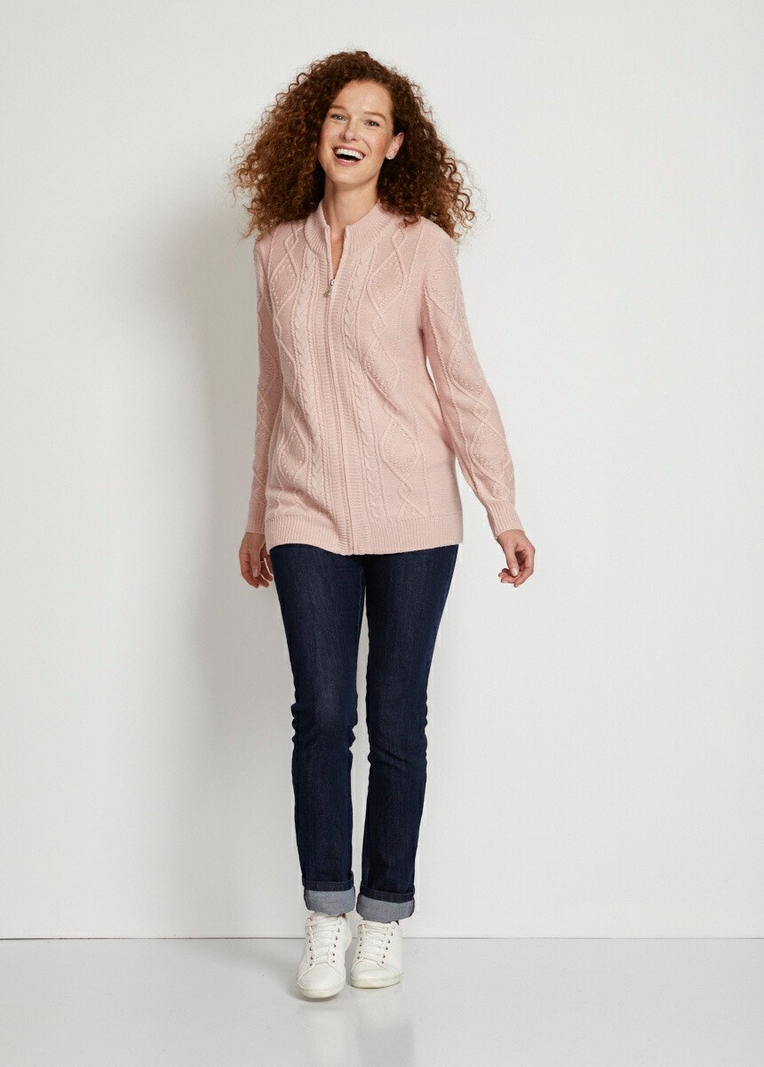 Caldo_cardigan_con_zip_e_collo_alto_lavorato_a_maglia_Rosa_SF1_slim