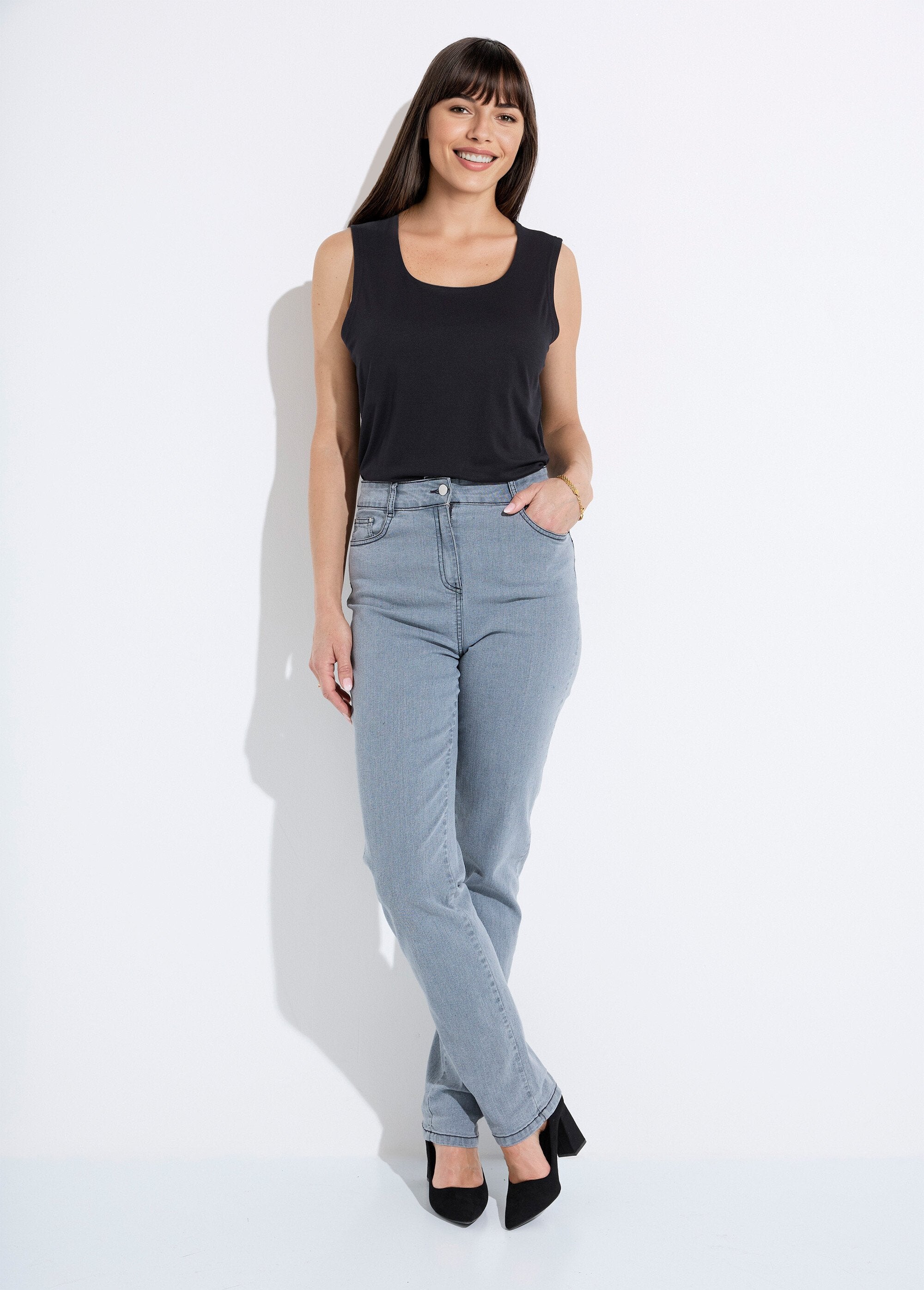 Jeans_5_tasche_in_cotone_elasticizzato_con_cintura_in_vita_Gris_SF1_slim